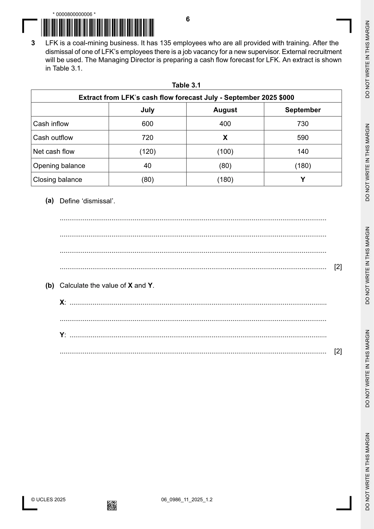 Cambridge IGCSE Business Studies (9-1) 0986 2025 May/June Paper 1 · Variant 1 question paper, page 6 of 12