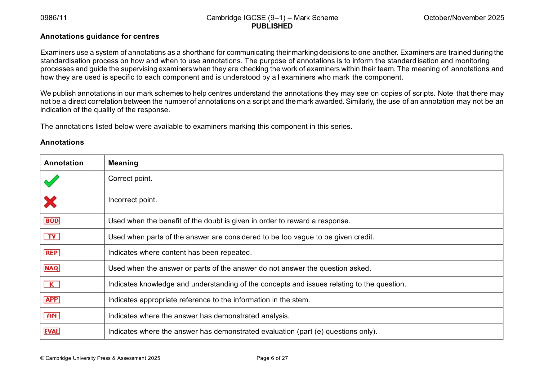 Mark scheme, page 6 of 27