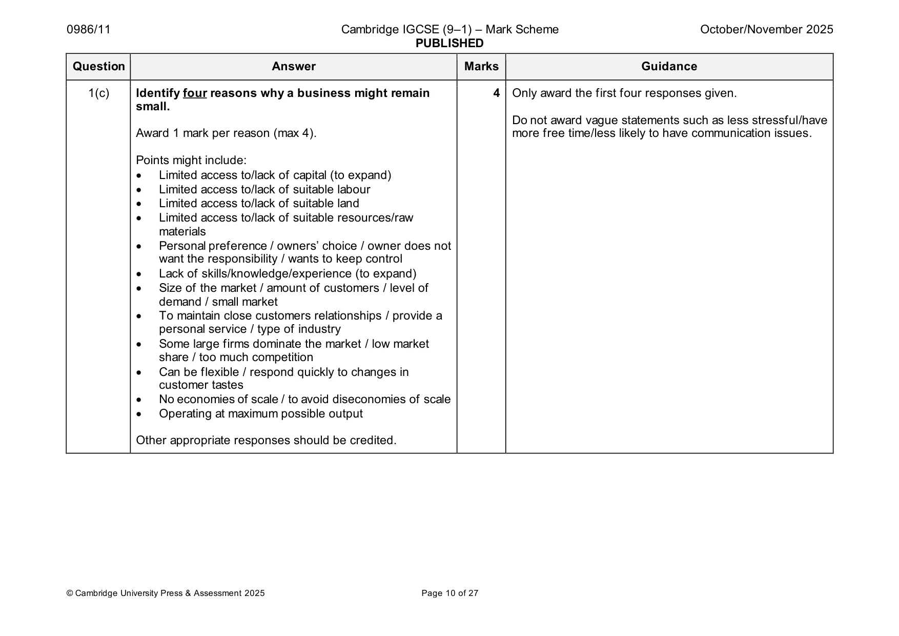 Mark scheme, page 10 of 27