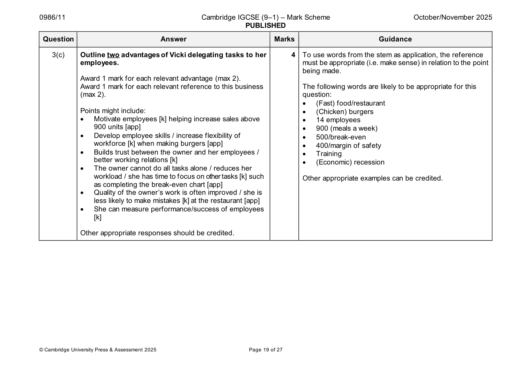 Mark scheme, page 19 of 27
