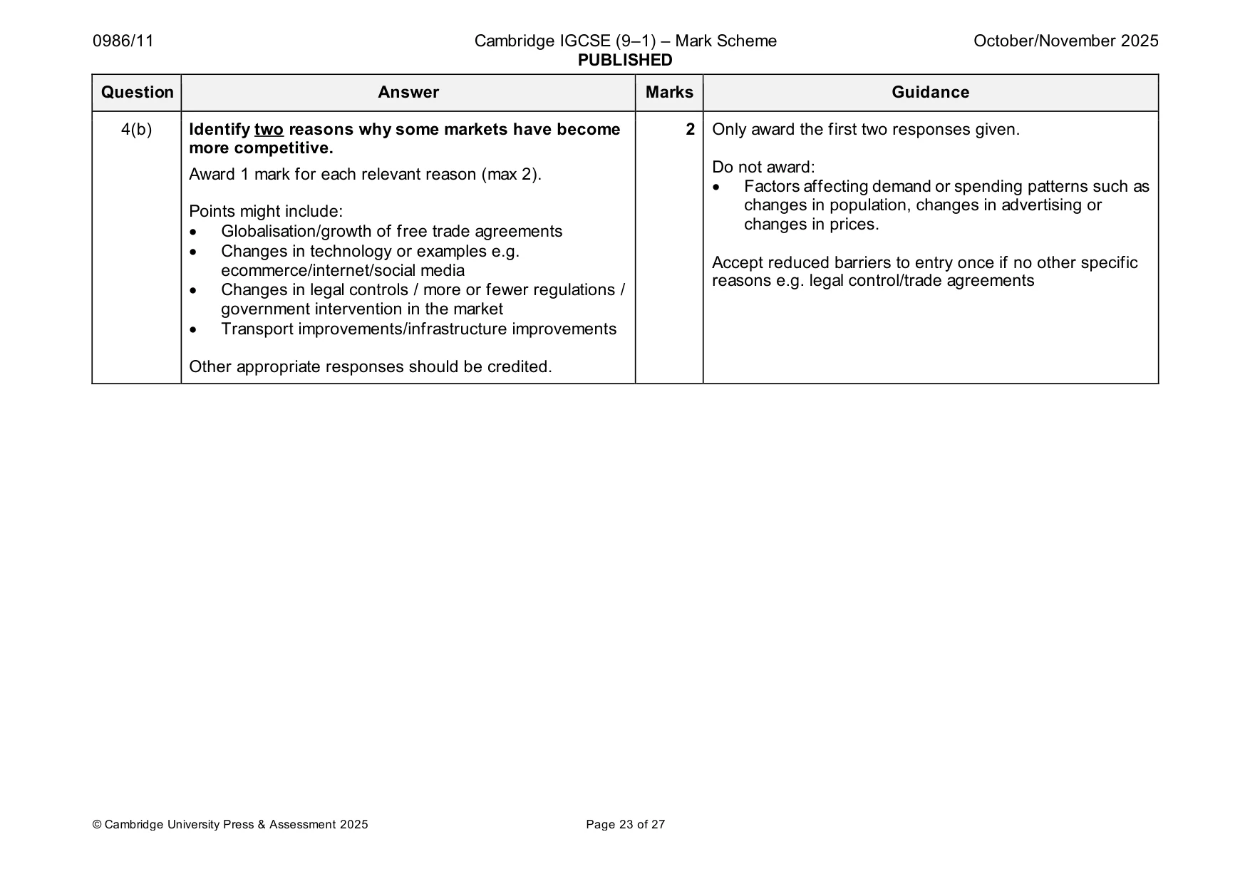 Mark scheme, page 23 of 27