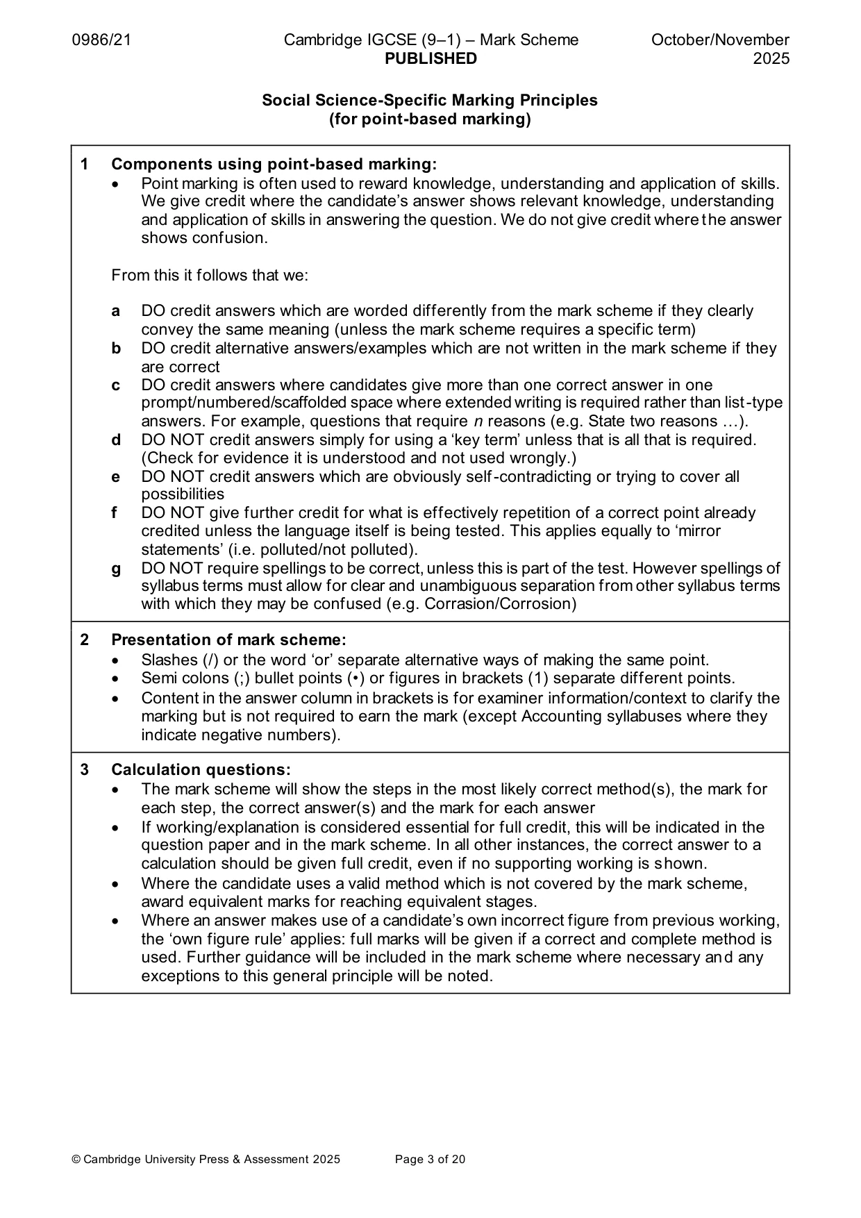 Mark scheme, page 3 of 20