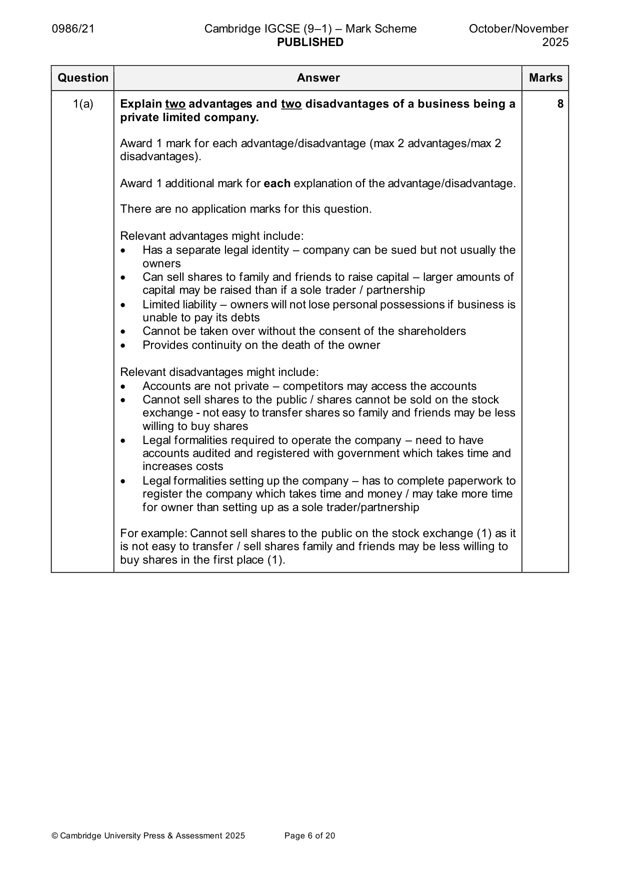Mark scheme, page 6 of 20