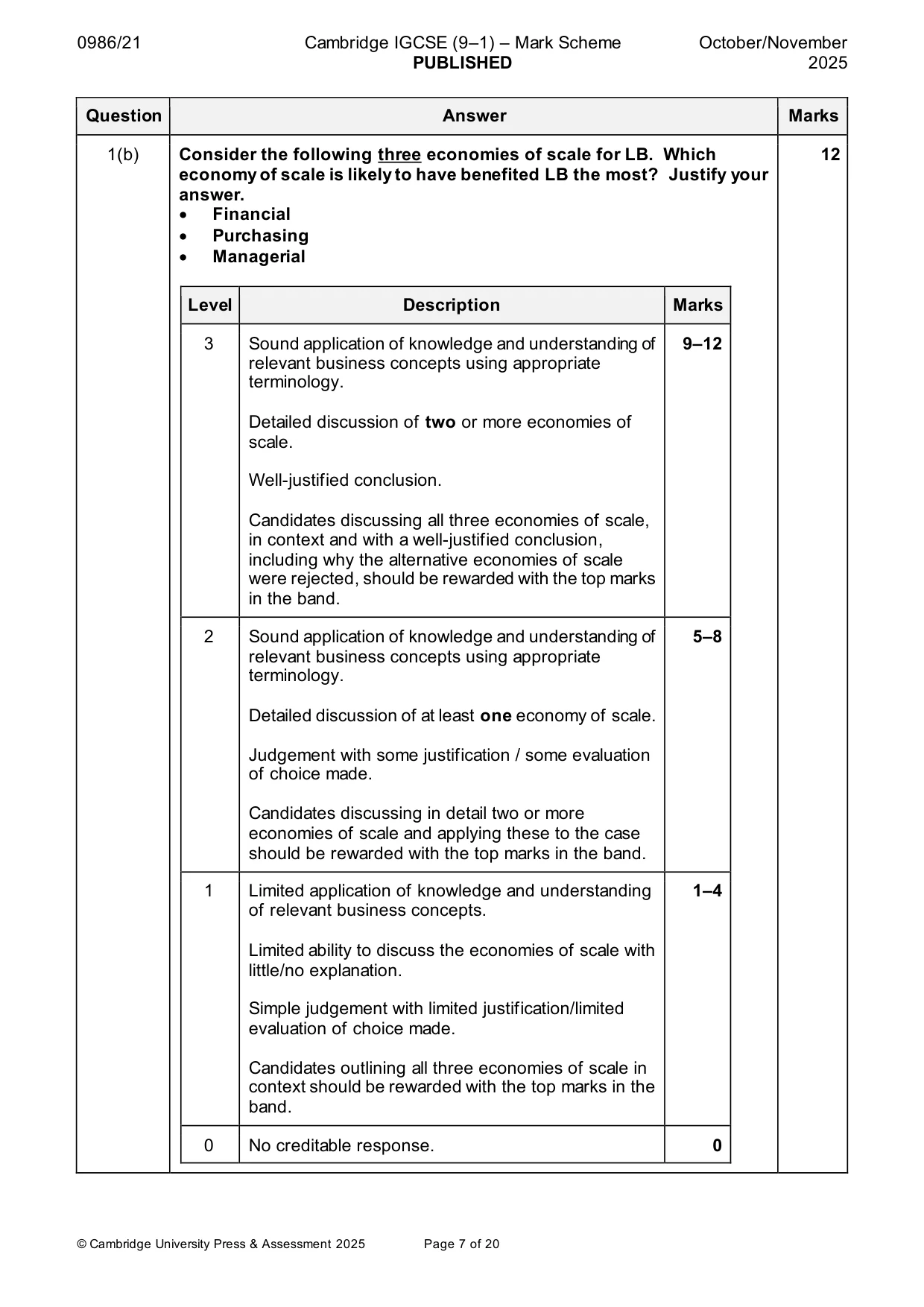 Mark scheme, page 7 of 20
