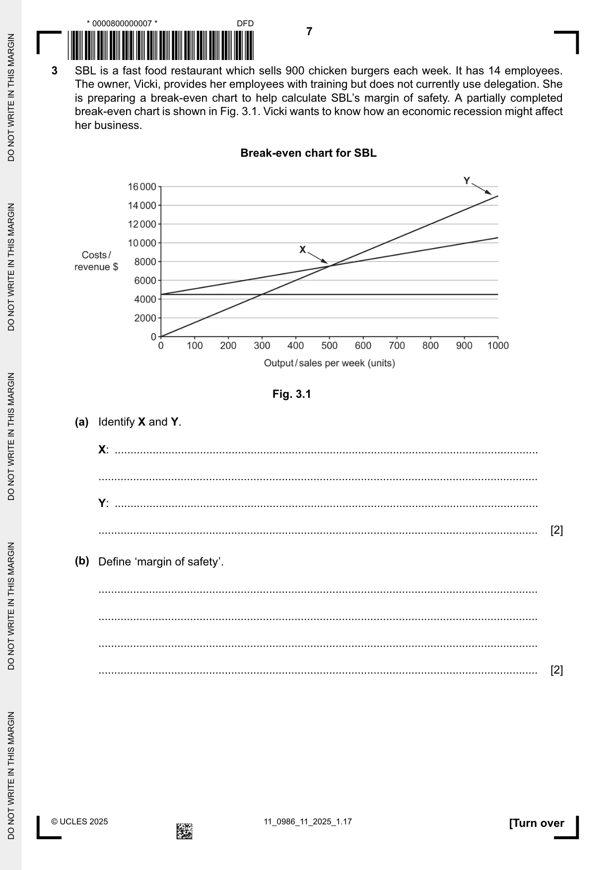 Cambridge IGCSE Business Studies (9-1) 0986 2025 Oct/Nov Paper 1 · Variant 1 question paper, page 7 of 12