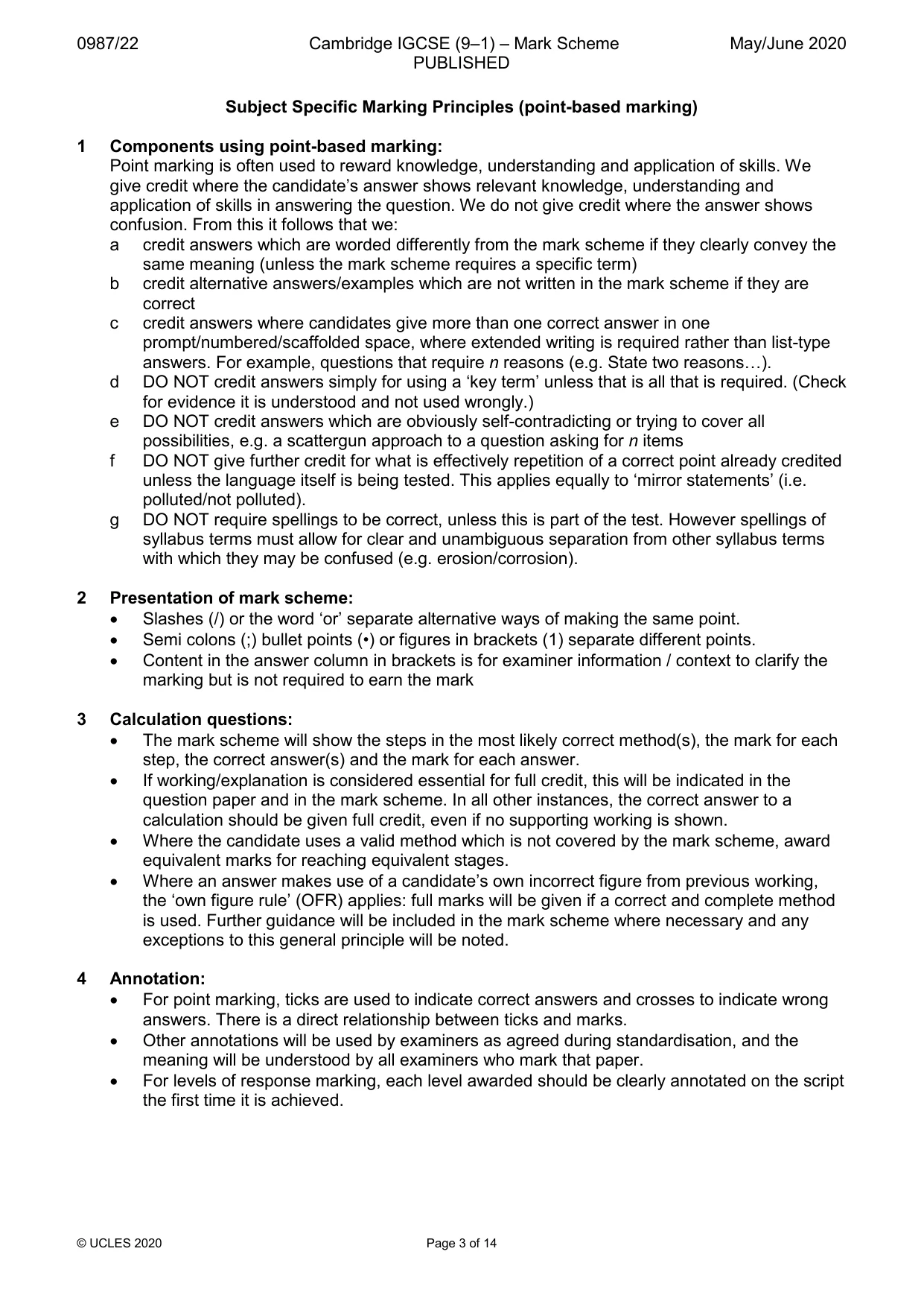 Mark scheme, page 3 of 14