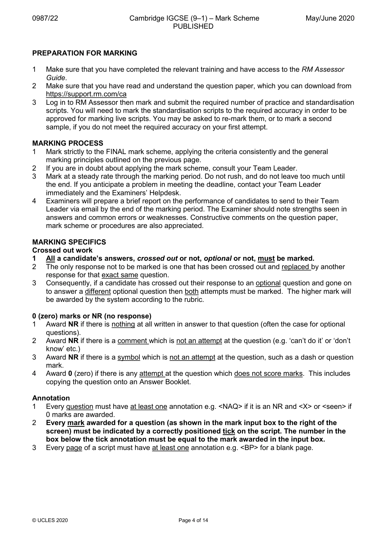 Mark scheme, page 4 of 14