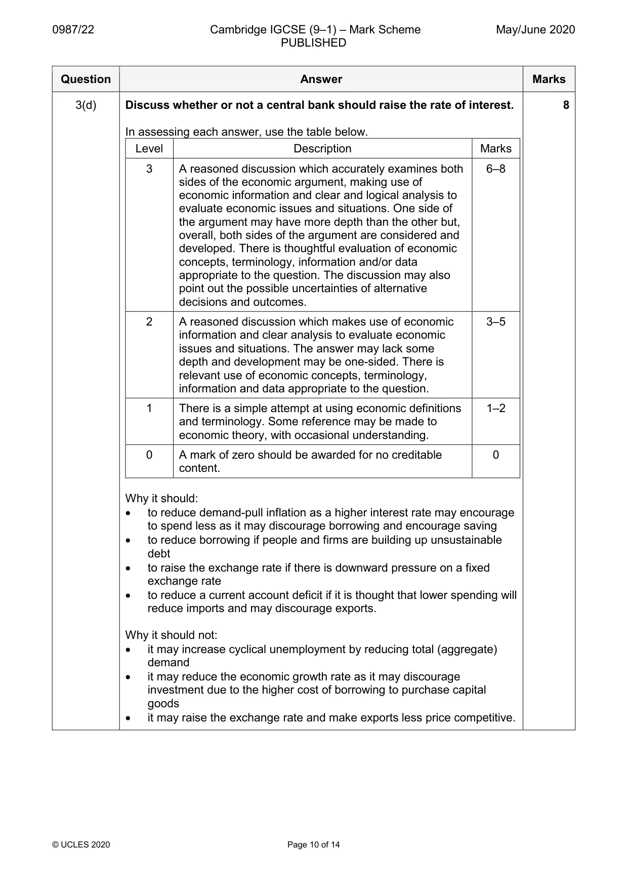 Mark scheme, page 10 of 14