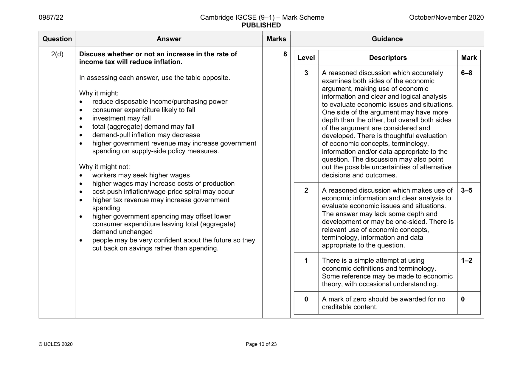 Mark scheme, page 10 of 23