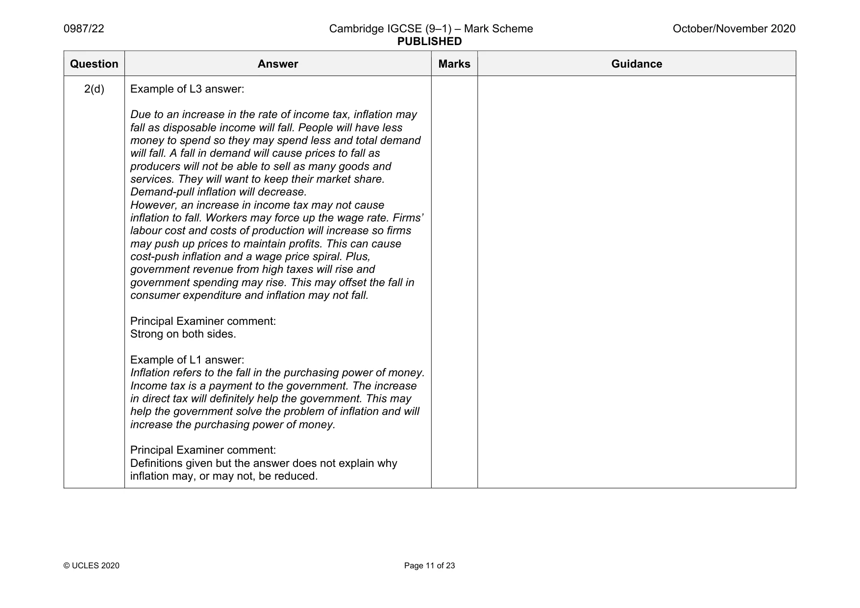 Mark scheme, page 11 of 23