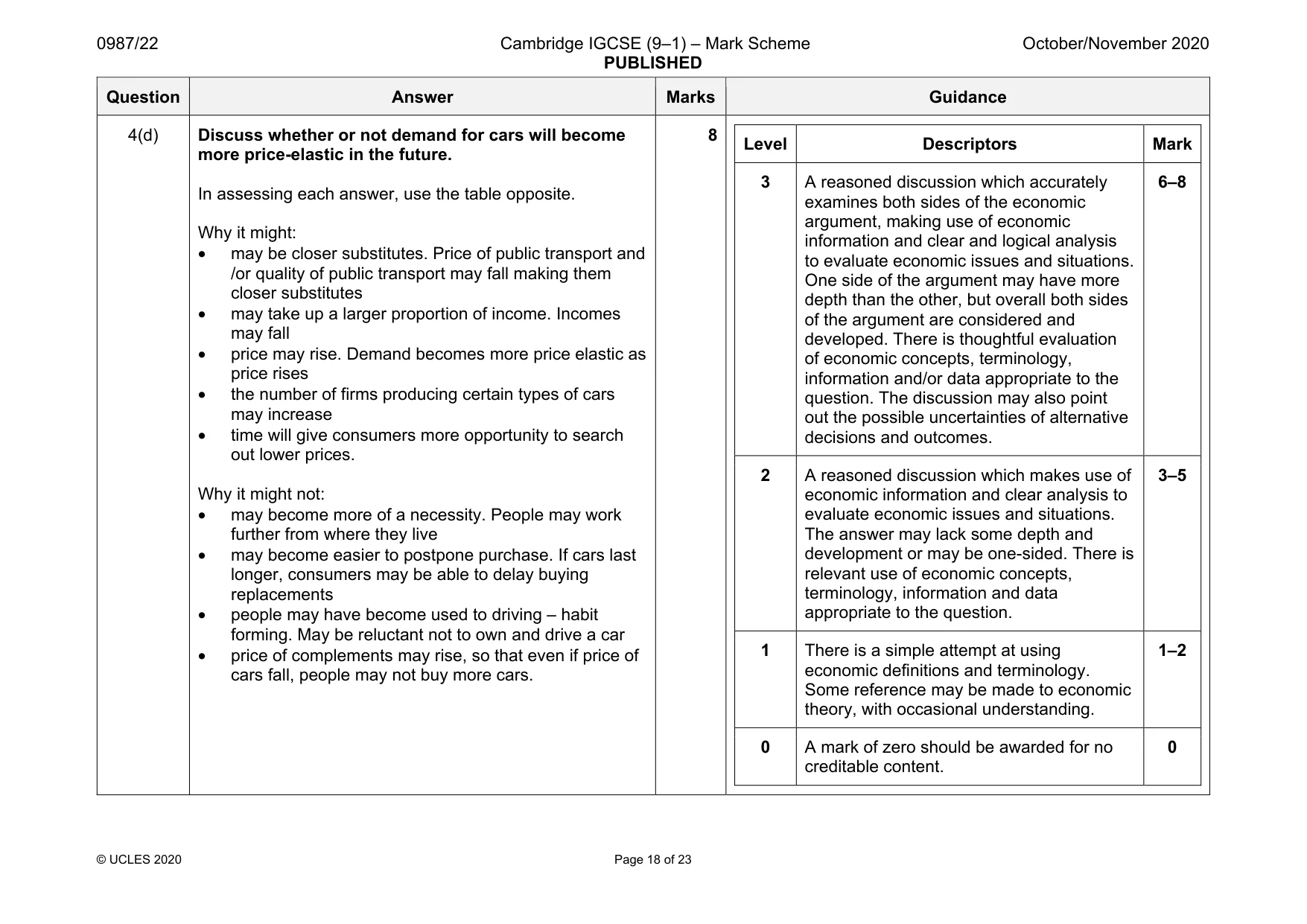 Mark scheme, page 18 of 23