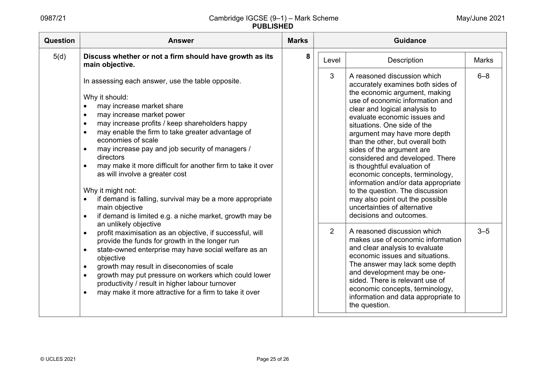 Mark scheme, page 25 of 26