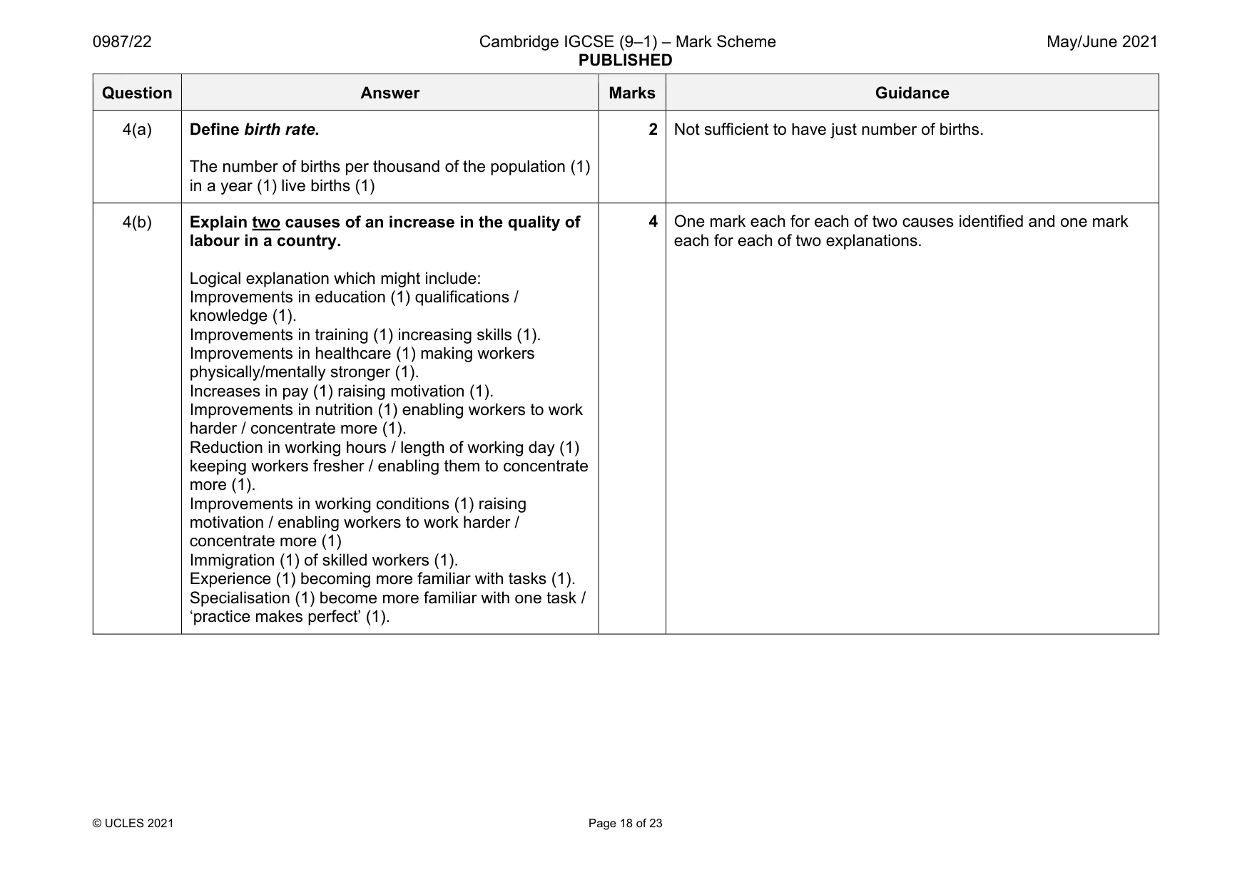 Mark scheme, page 18 of 23