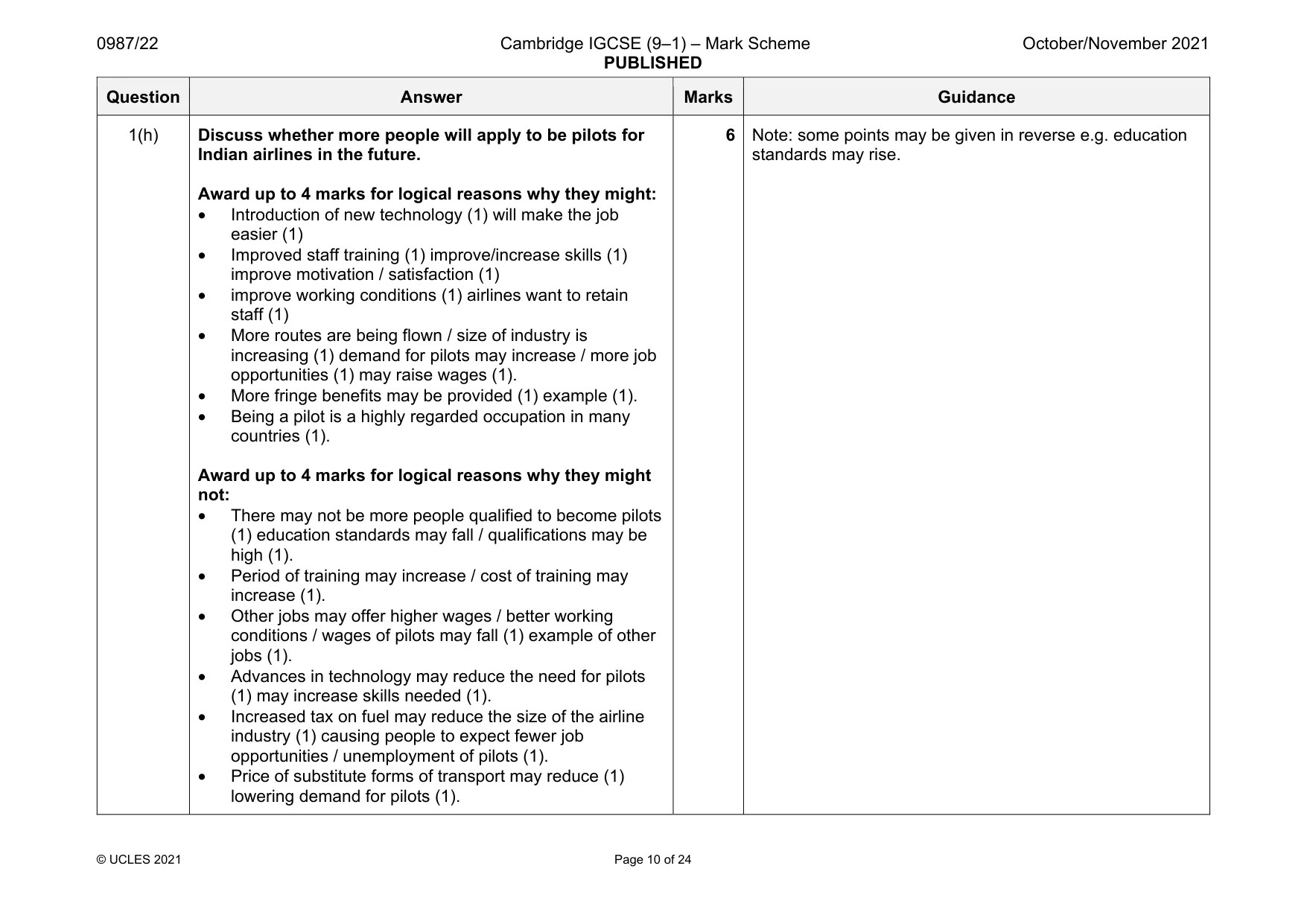 Mark scheme, page 10 of 24