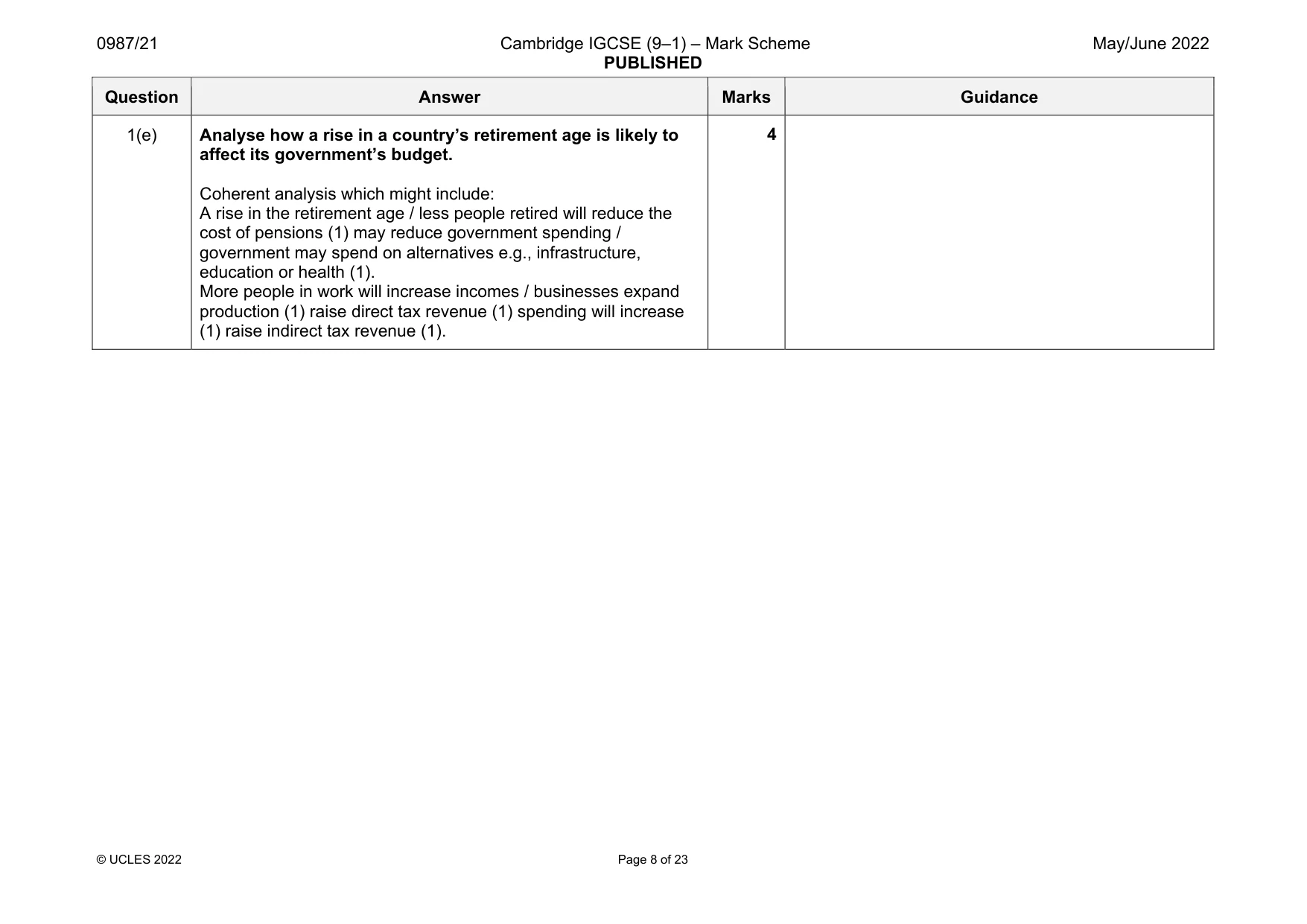 Mark scheme, page 8 of 23