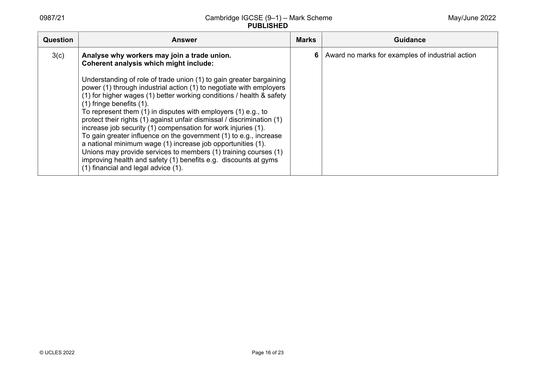 Mark scheme, page 16 of 23