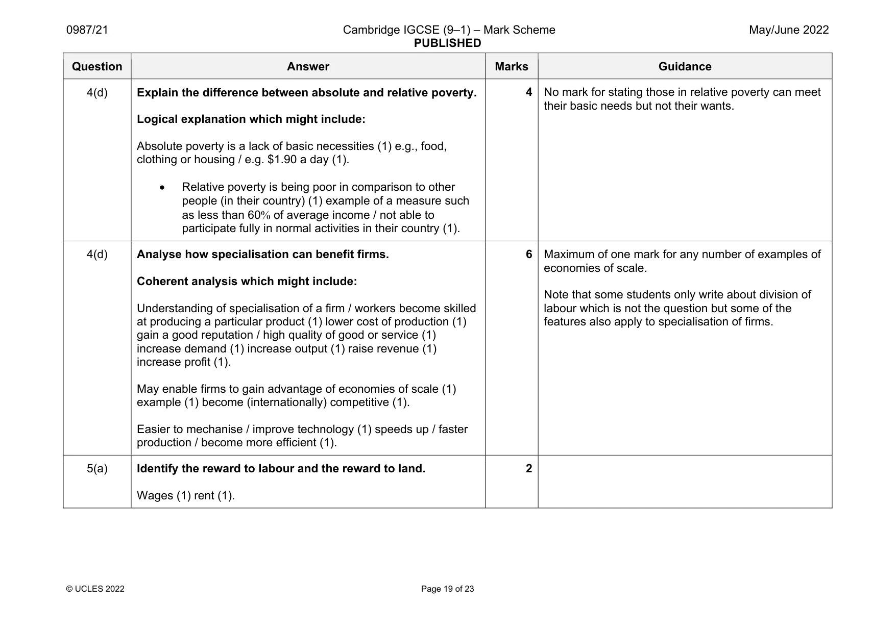 Mark scheme, page 19 of 23