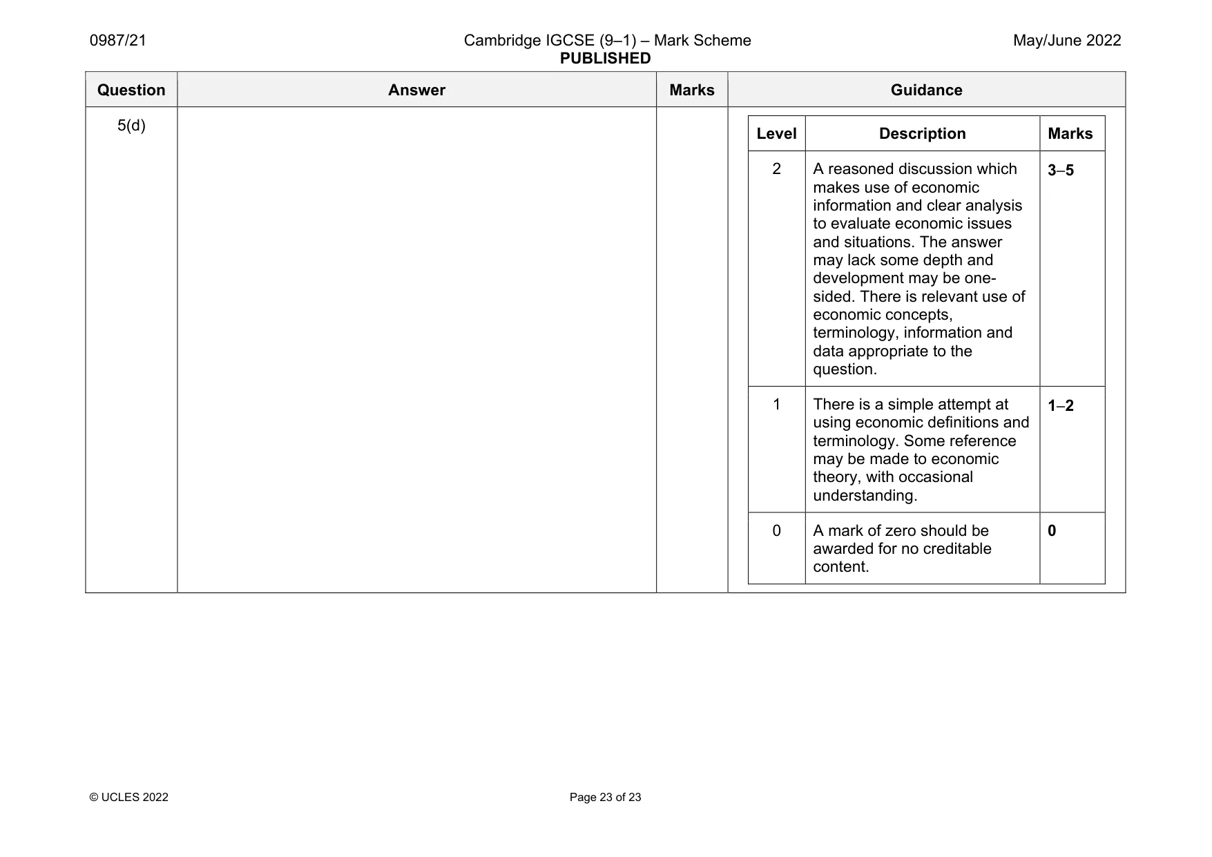 Mark scheme, page 23 of 23