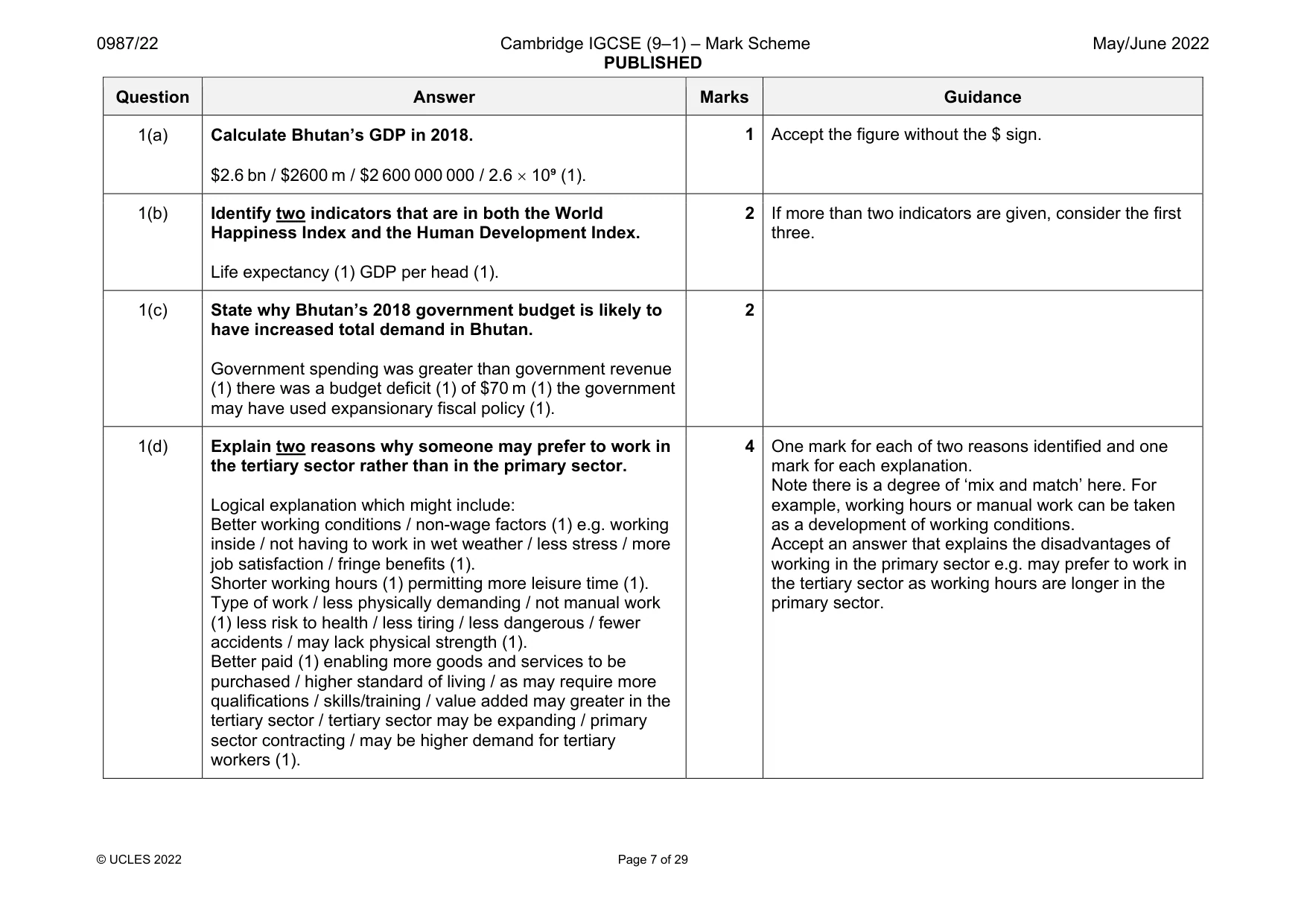Mark scheme, page 7 of 29