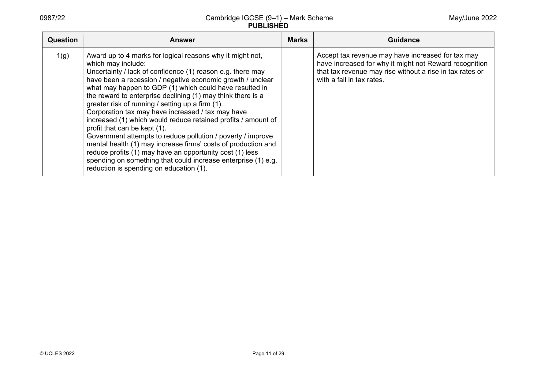 Mark scheme, page 11 of 29