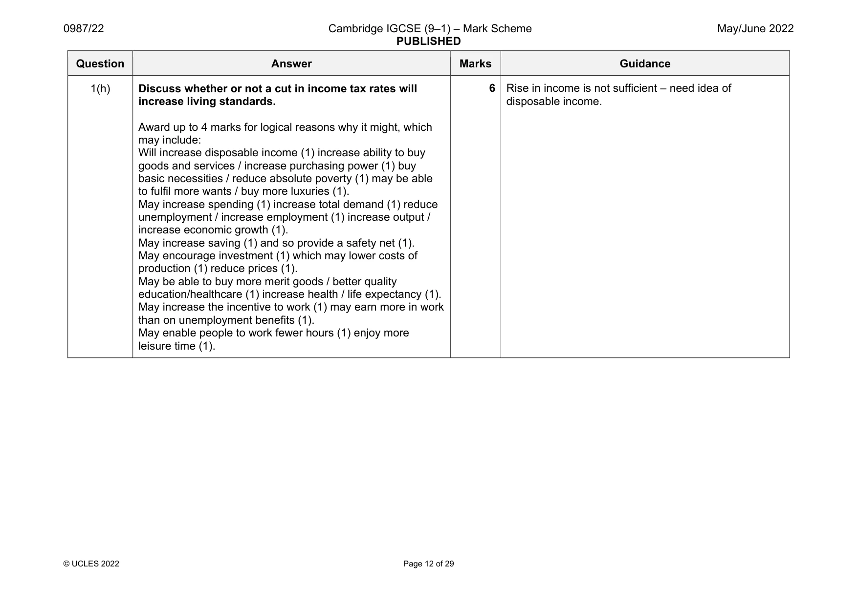 Mark scheme, page 12 of 29