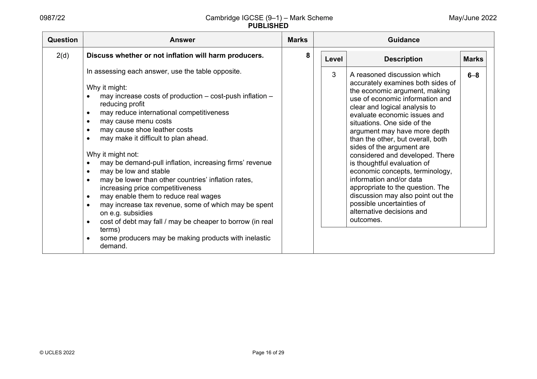 Mark scheme, page 16 of 29