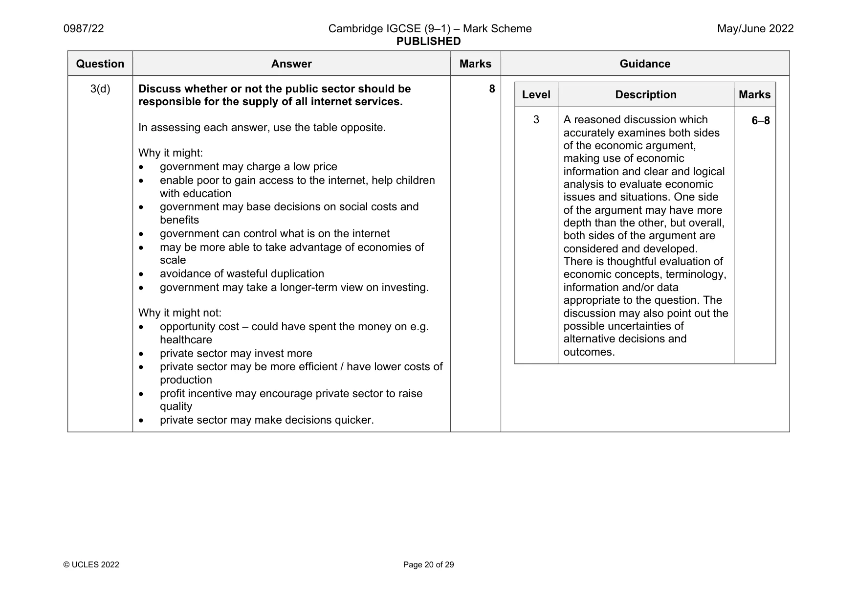 Mark scheme, page 20 of 29