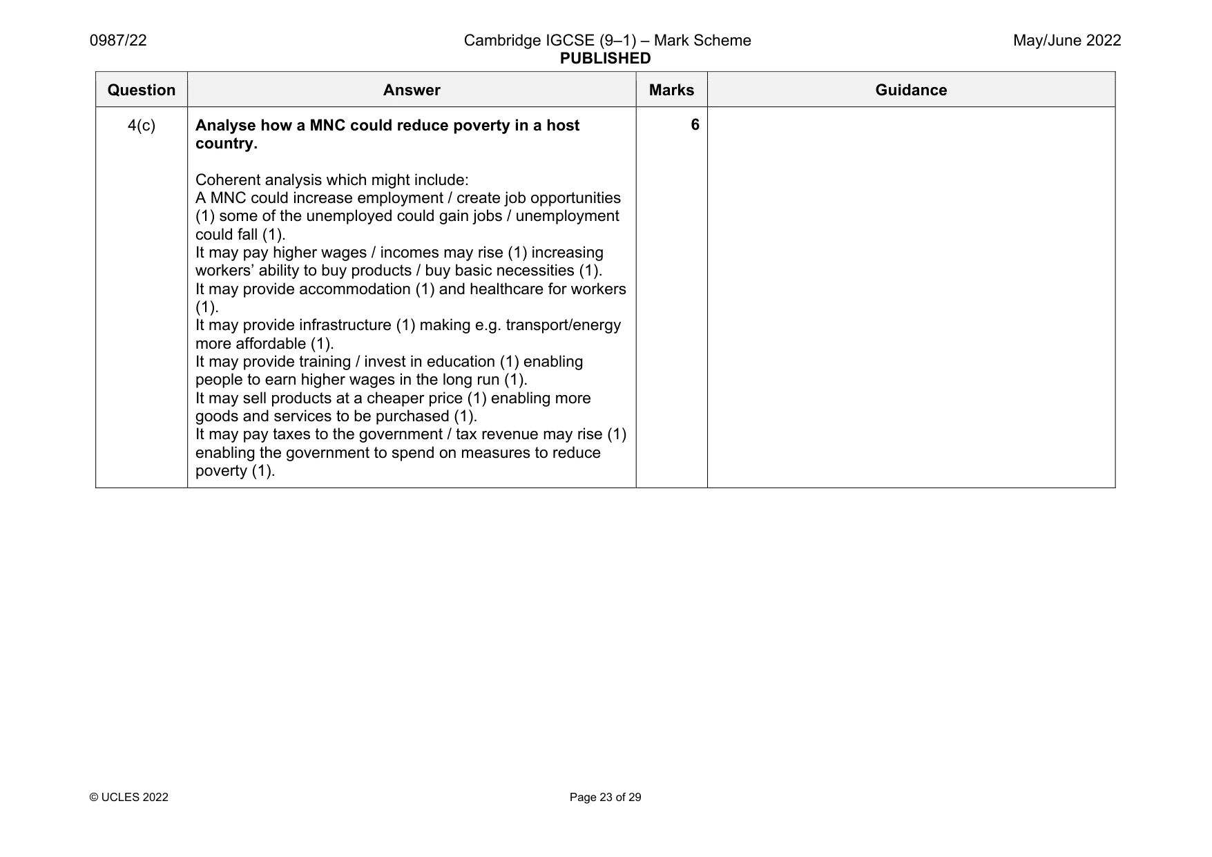 Mark scheme, page 23 of 29