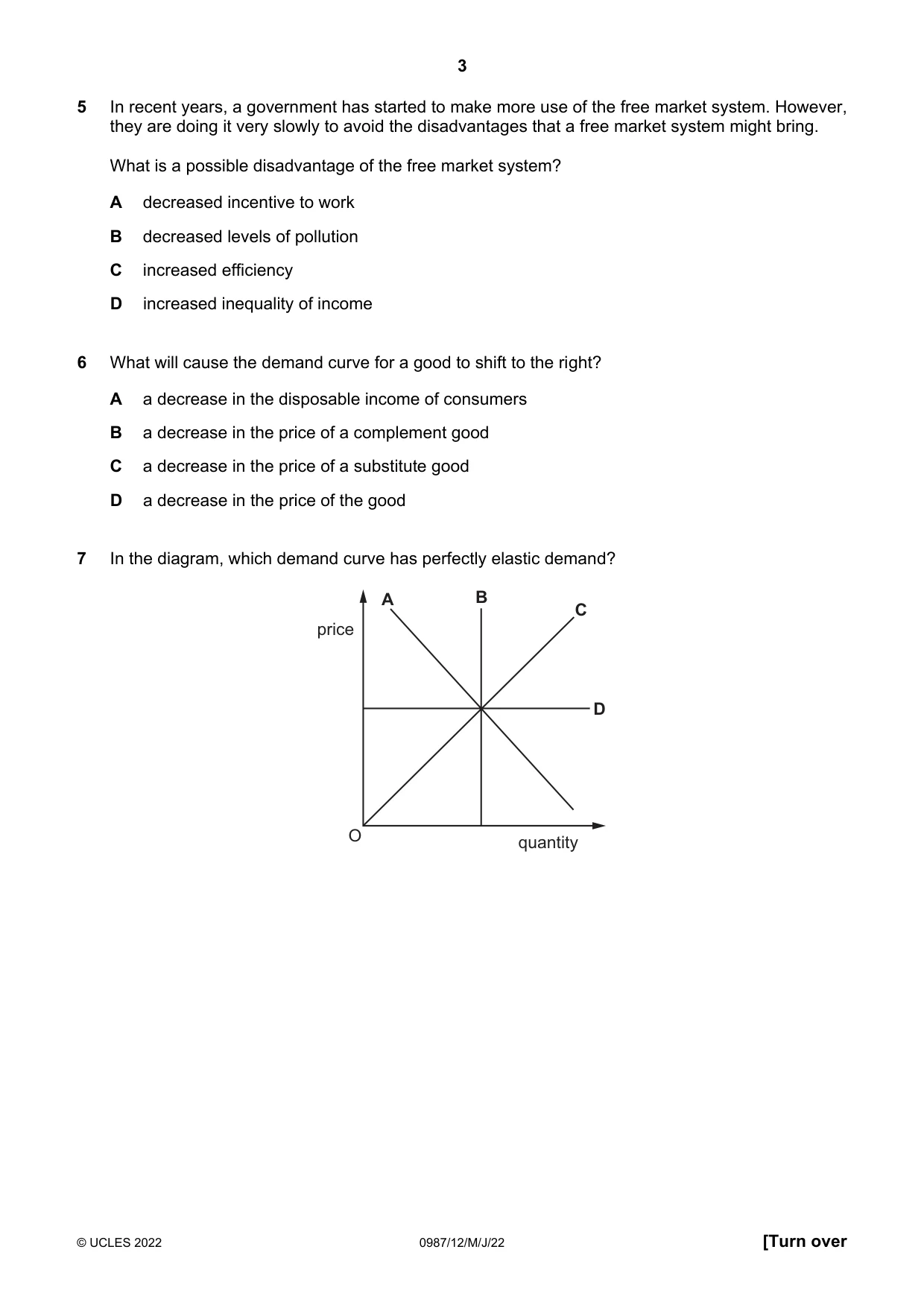 Cambridge IGCSE Economics (9-1) 0987 2022 May/June Paper 1 · Variant 2 question paper, page 3 of 12