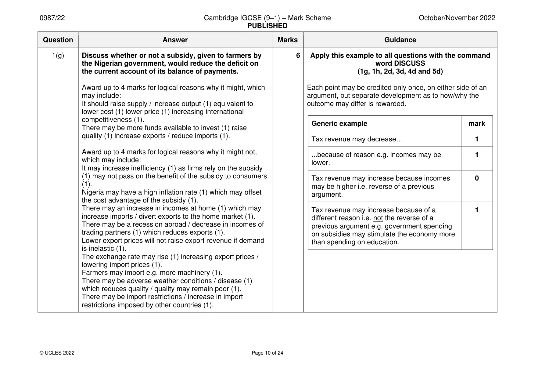Mark scheme, page 10 of 24