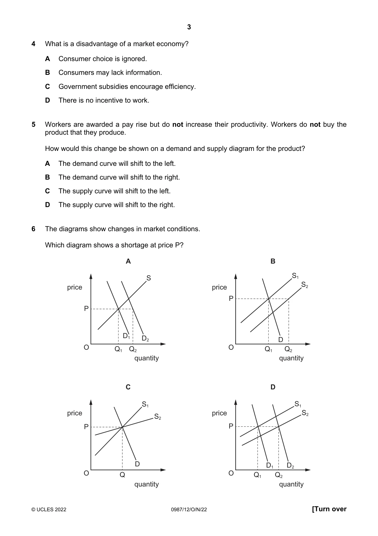 Cambridge IGCSE Economics (9-1) 0987 2022 Oct/Nov Paper 1 · Variant 2 question paper, page 3 of 12