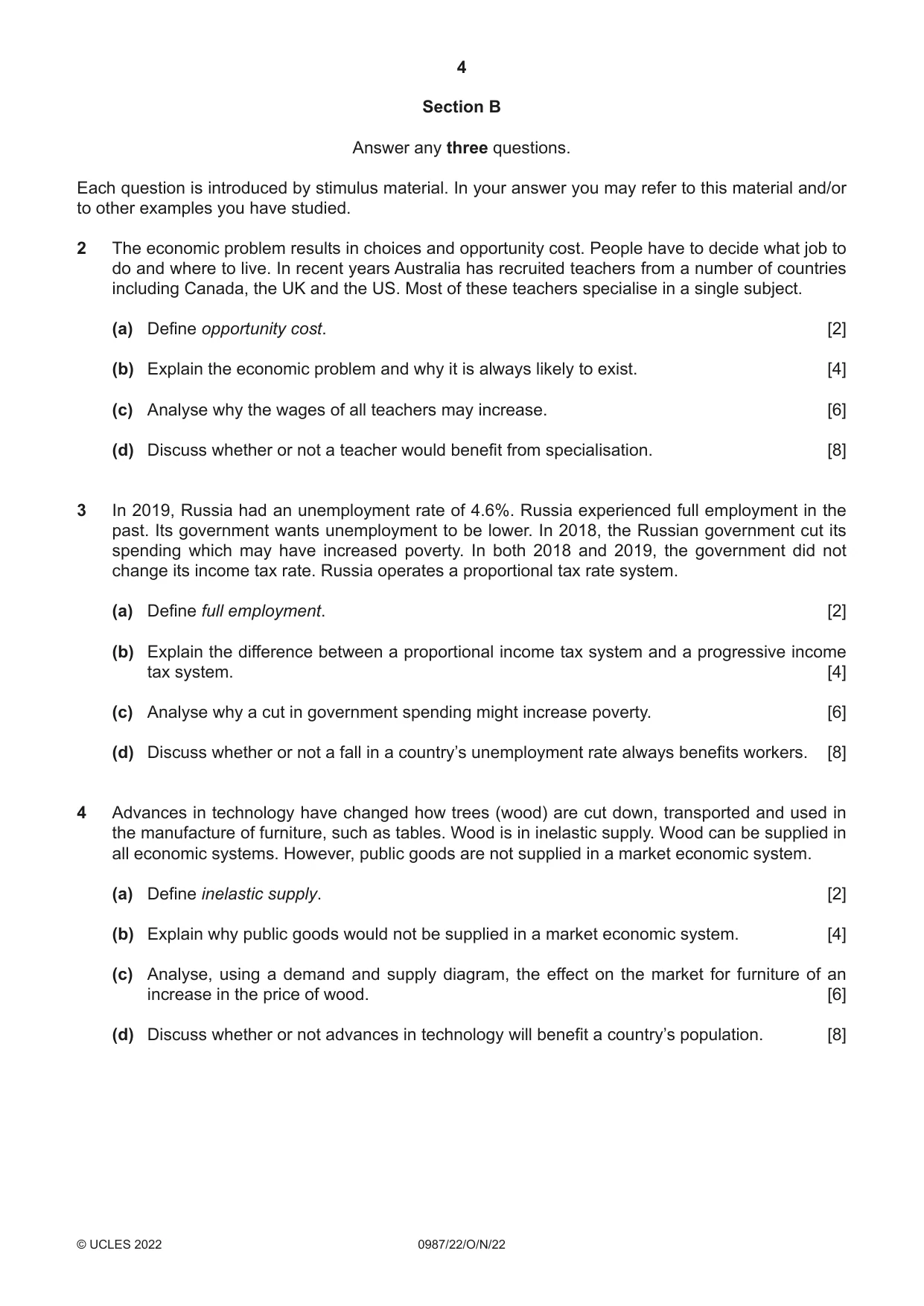 Cambridge IGCSE Economics (9-1) 0987 2022 Oct/Nov Paper 2 · Variant 2 question paper, page 4 of 8