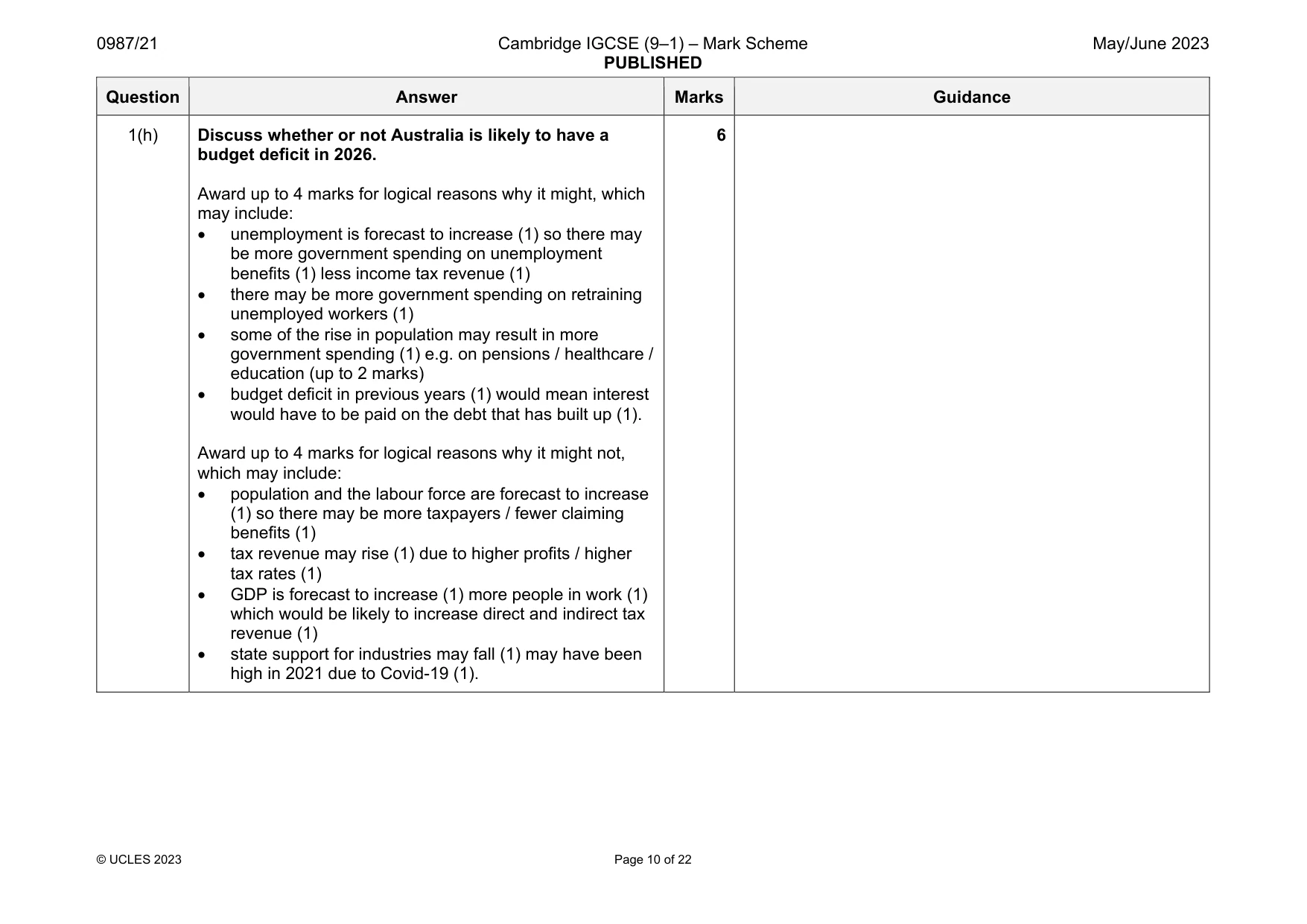 Mark scheme, page 10 of 22