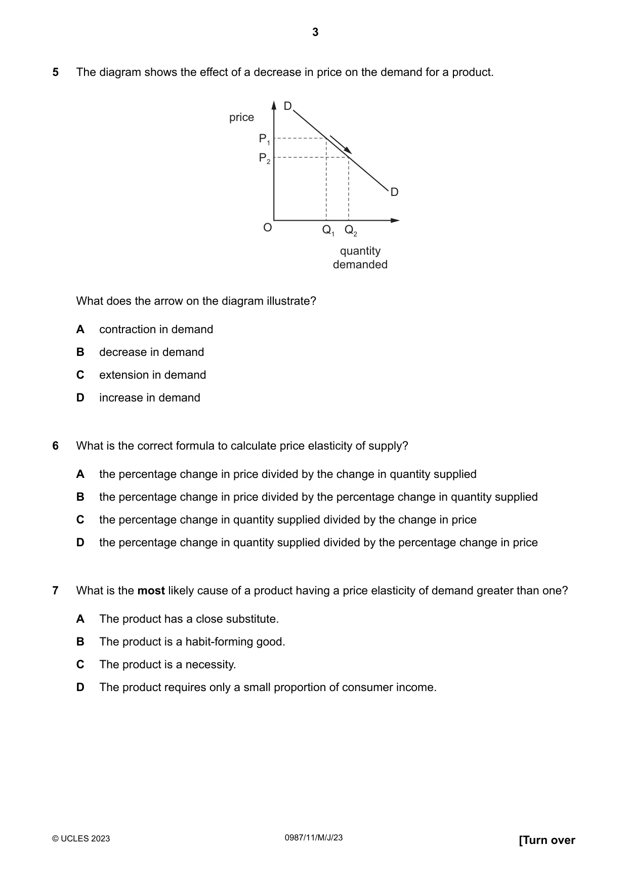 Cambridge IGCSE Economics (9-1) 0987 2023 May/June Paper 1 · Variant 1 question paper, page 3 of 12