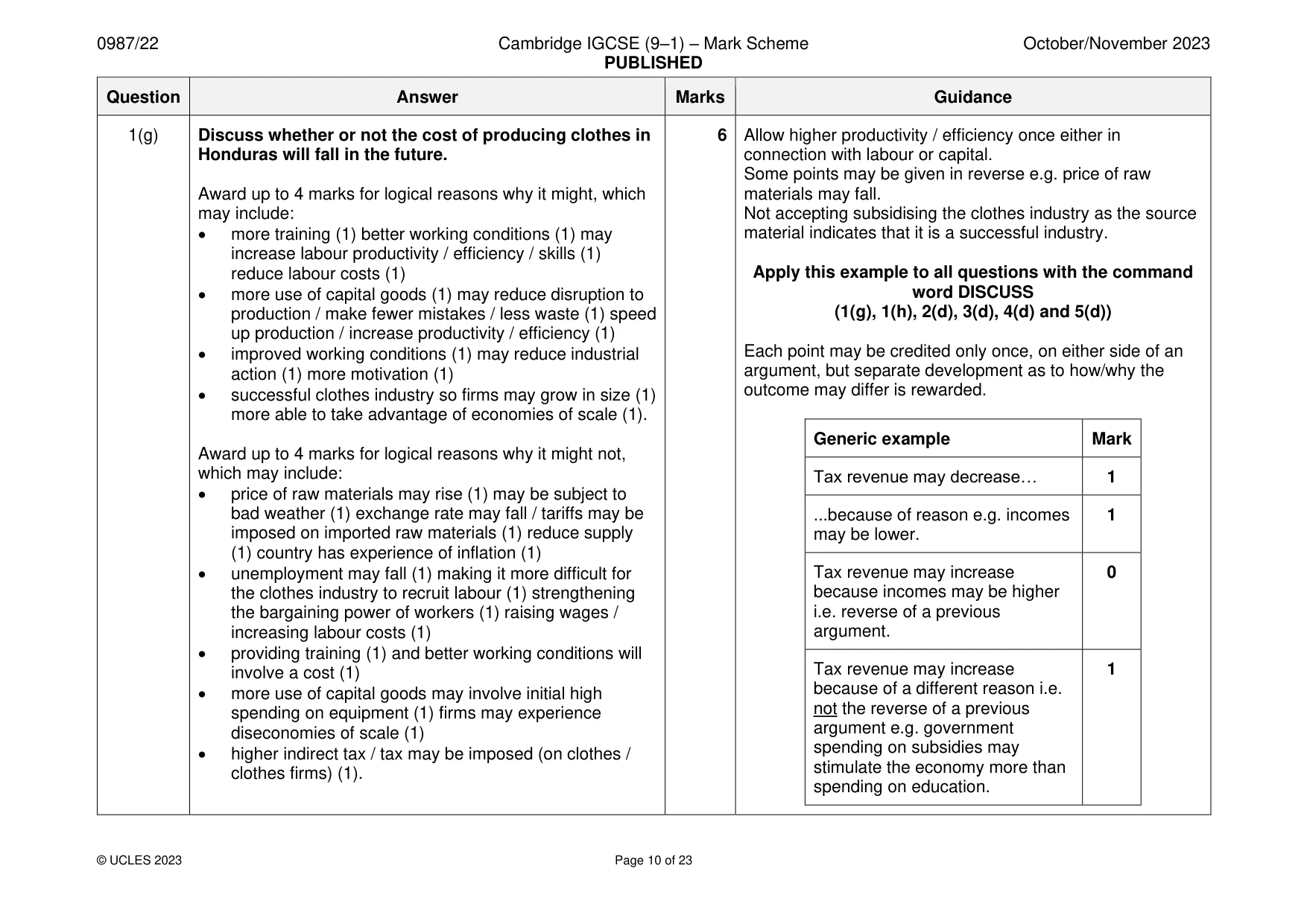 Mark scheme, page 10 of 23
