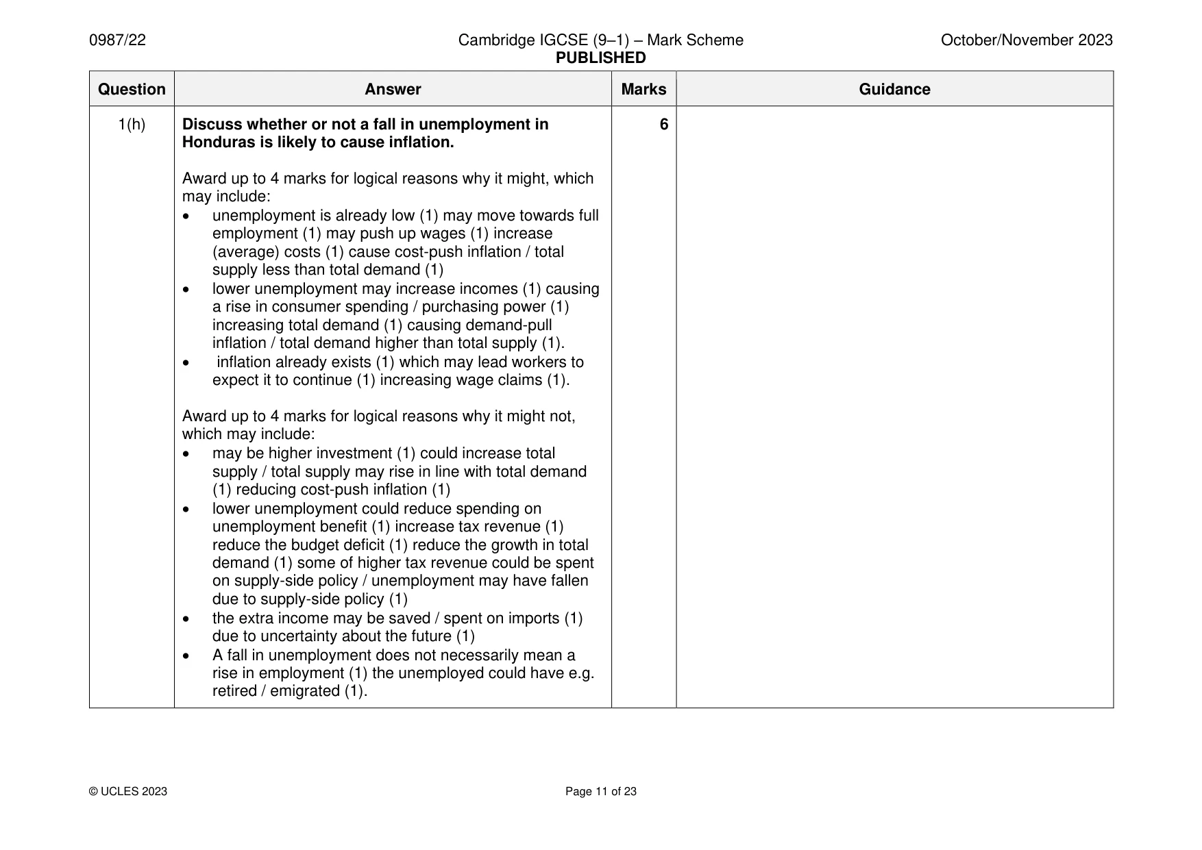 Mark scheme, page 11 of 23