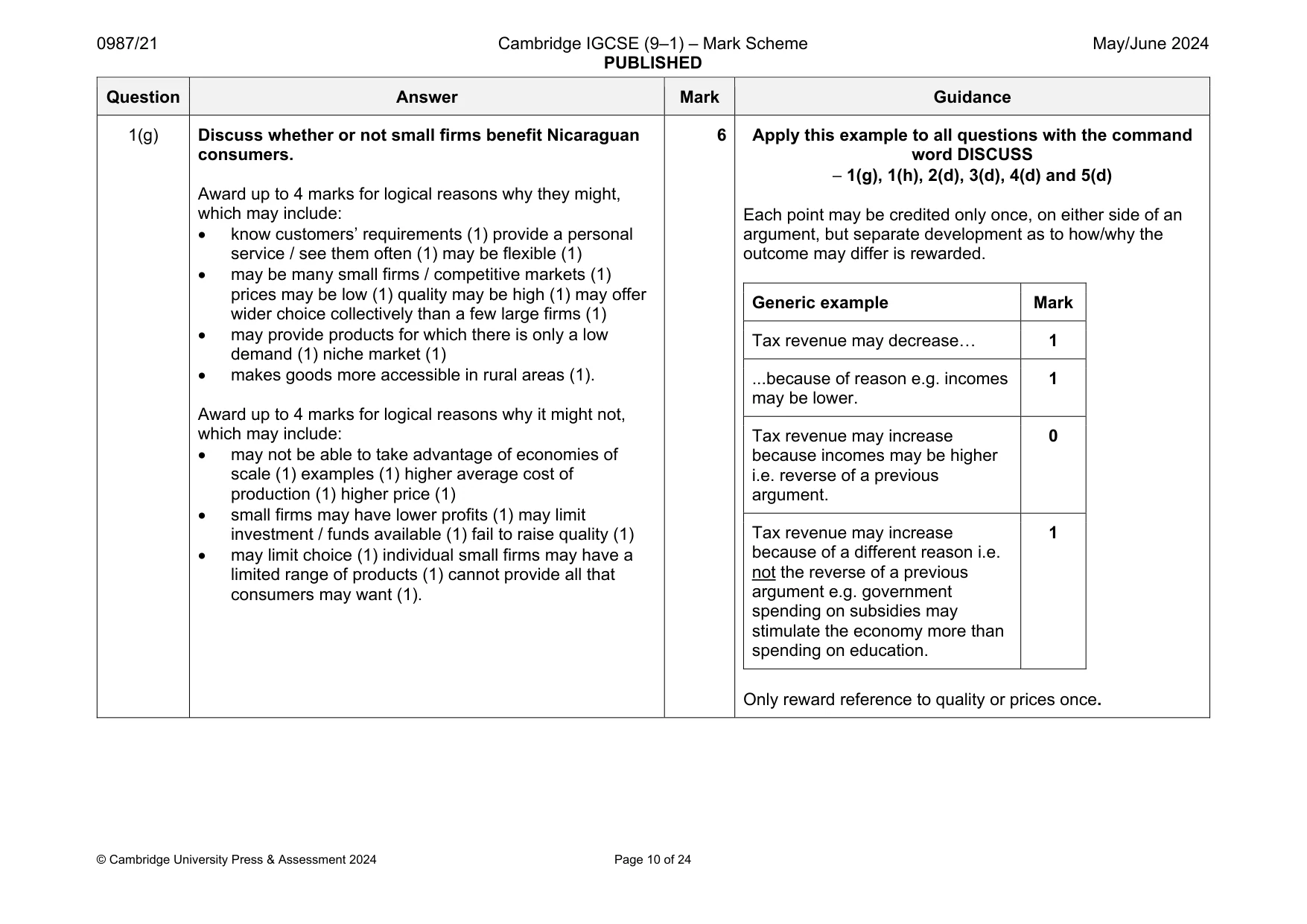 Mark scheme, page 10 of 24