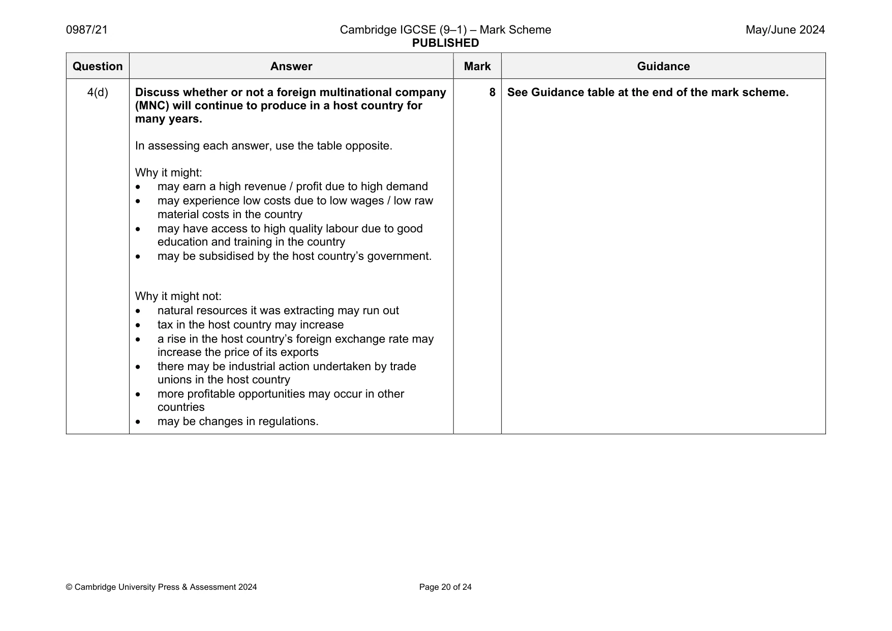 Mark scheme, page 20 of 24