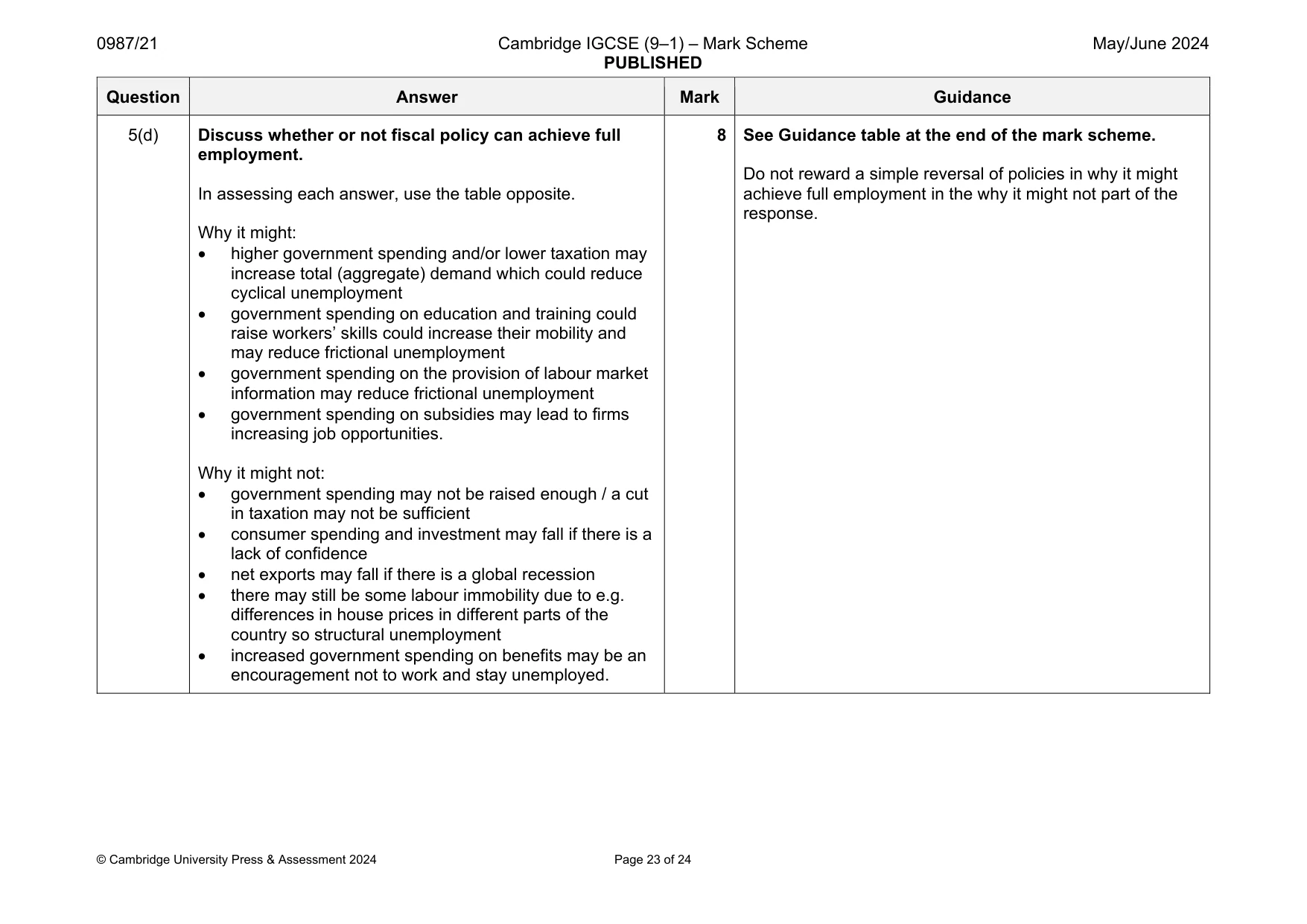 Mark scheme, page 23 of 24