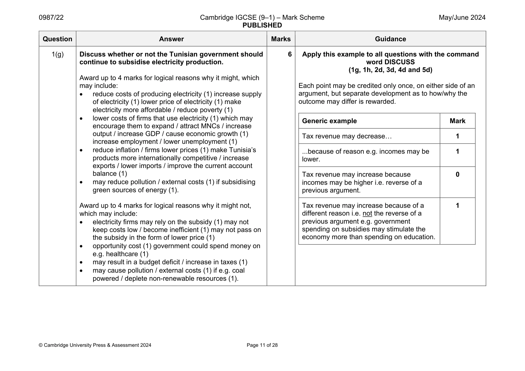 Mark scheme, page 11 of 28