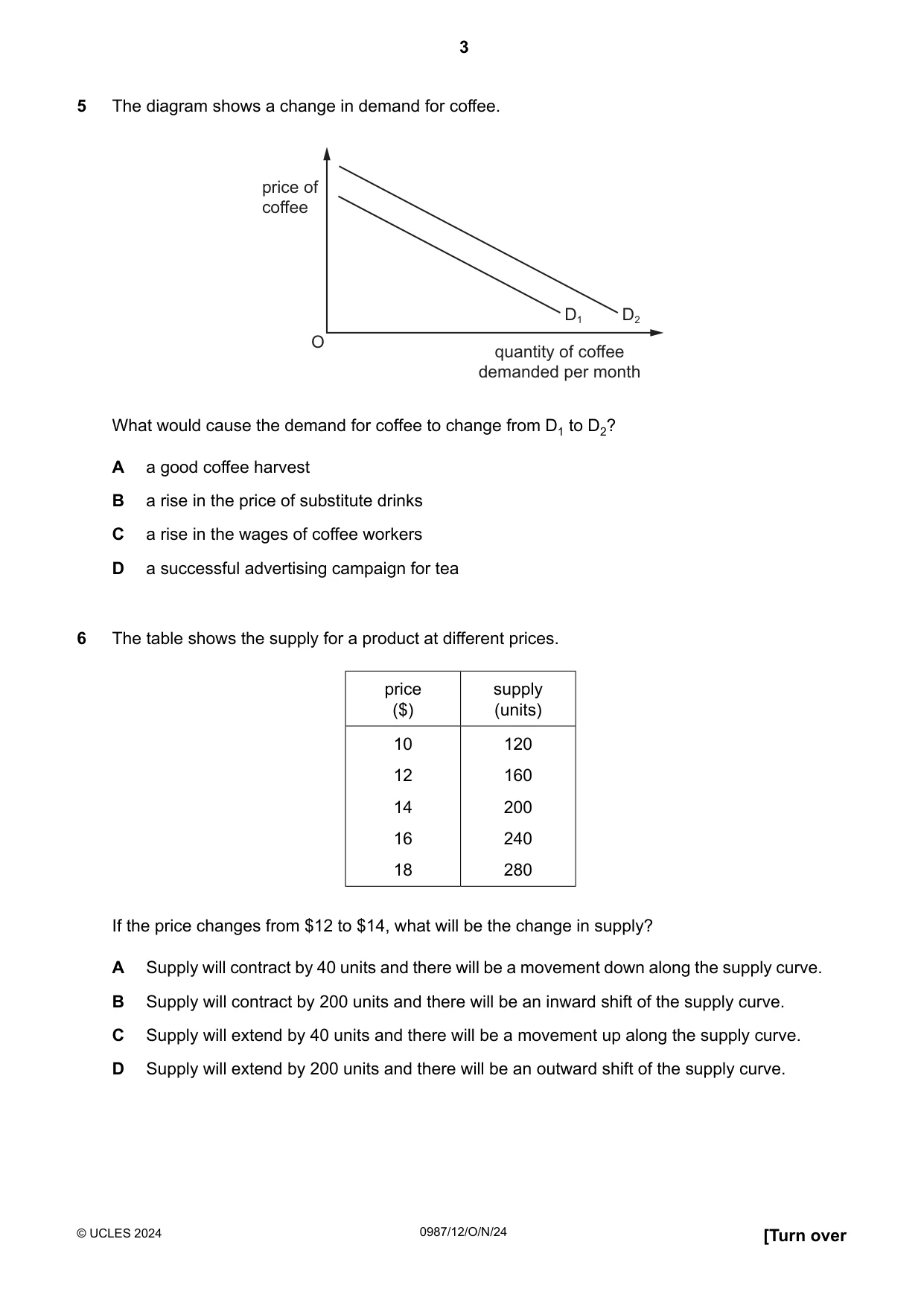 Cambridge IGCSE Economics (9-1) 0987 2024 Oct/Nov Paper 1 · Variant 2 question paper, page 3 of 12