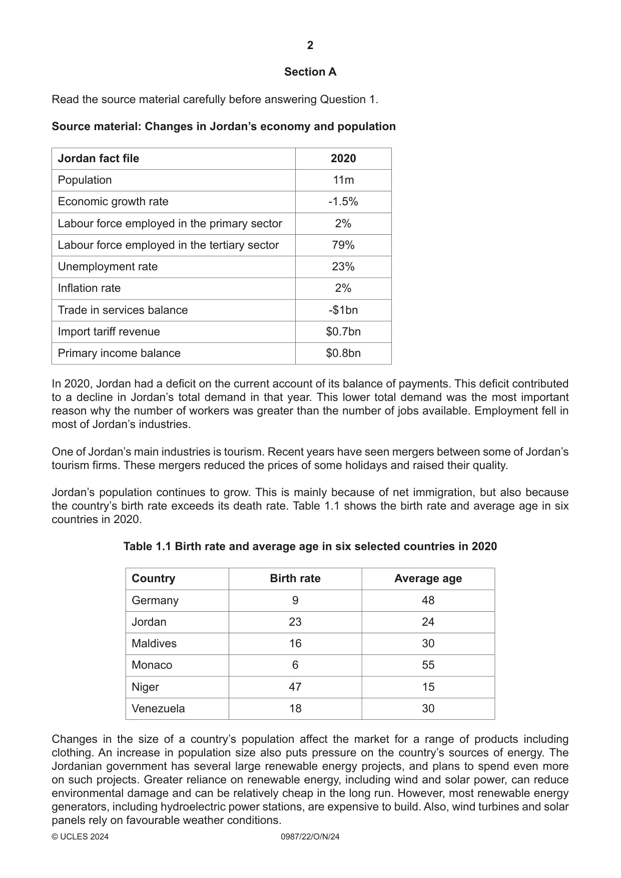 Cambridge IGCSE Economics (9-1) 0987 2024 Oct/Nov Paper 2 · Variant 2 question paper, page 2 of 8