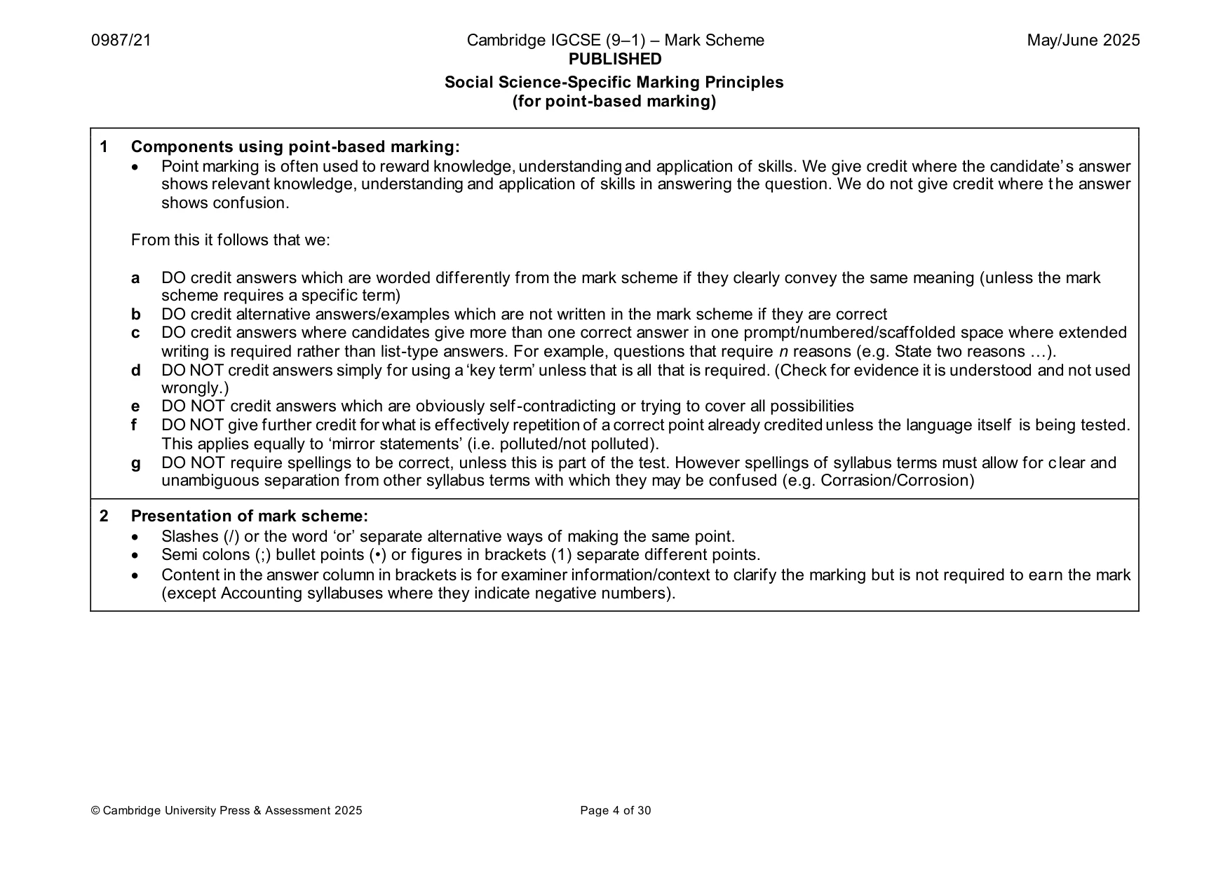 Mark scheme, page 4 of 30