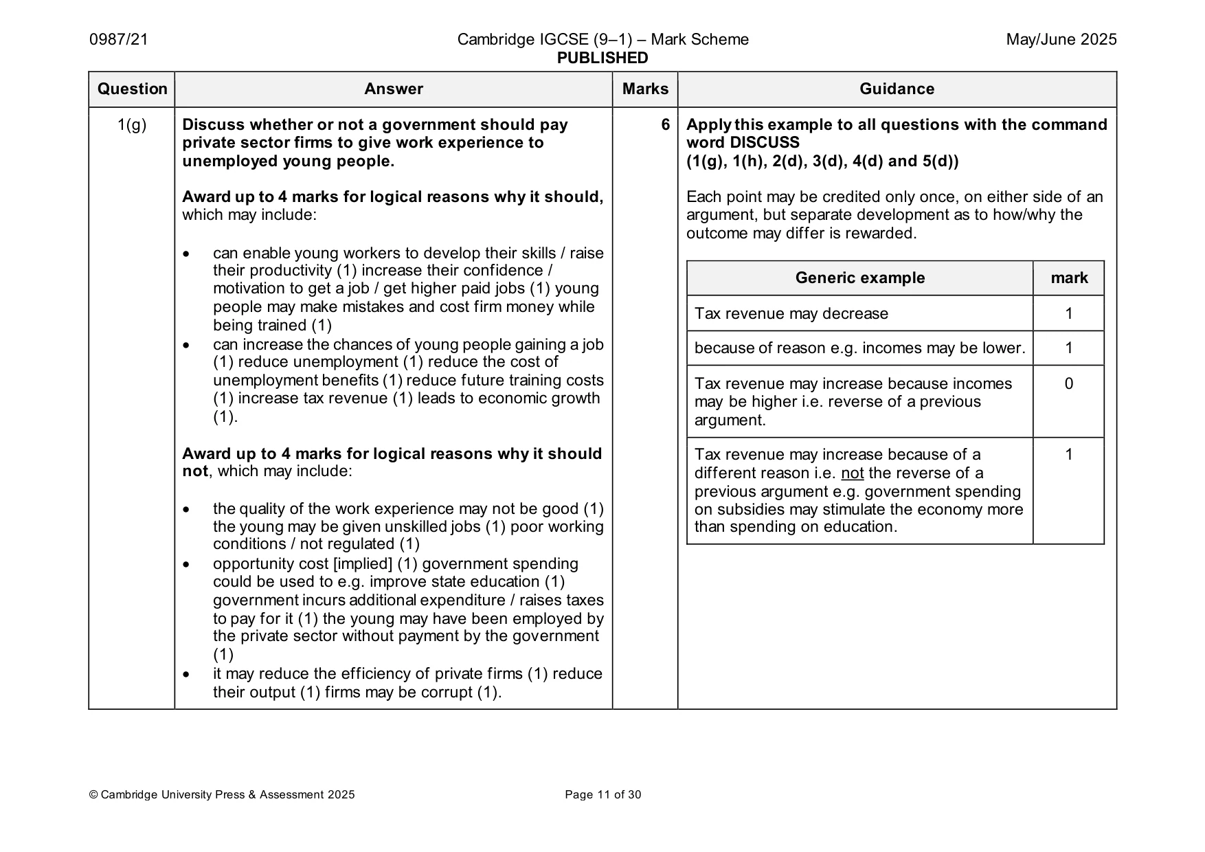 Mark scheme, page 11 of 30