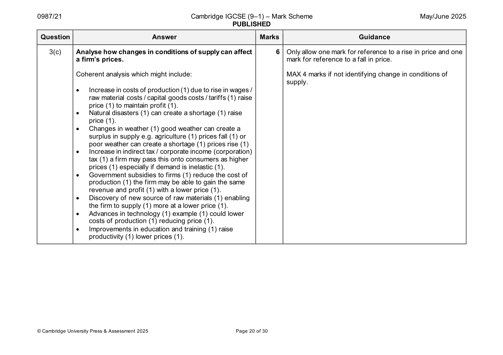 Mark scheme, page 20 of 30
