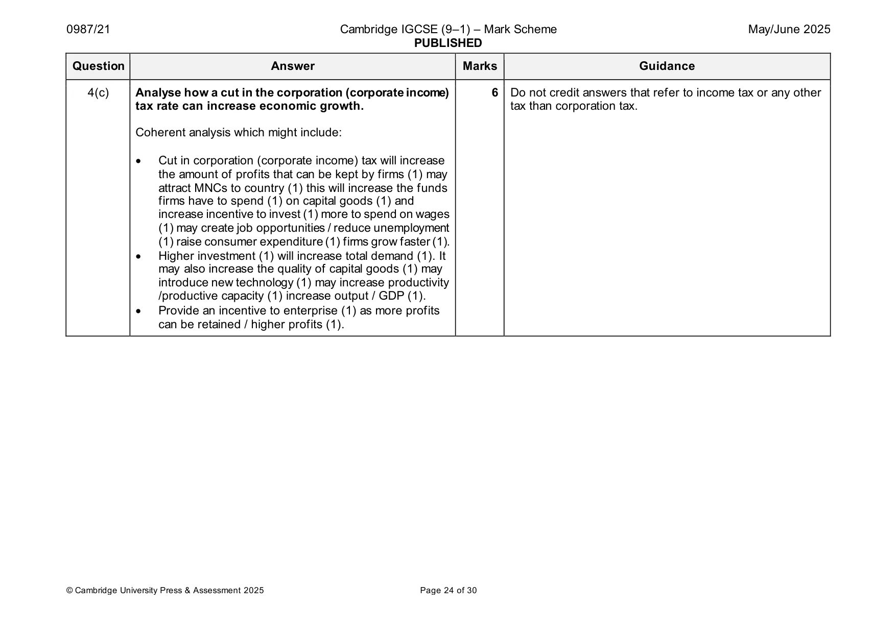Mark scheme, page 24 of 30