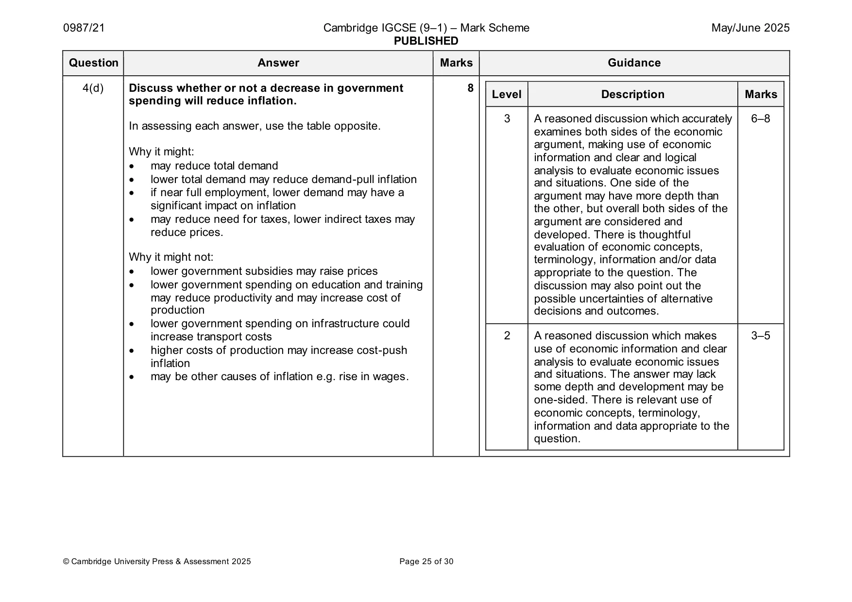 Mark scheme, page 25 of 30