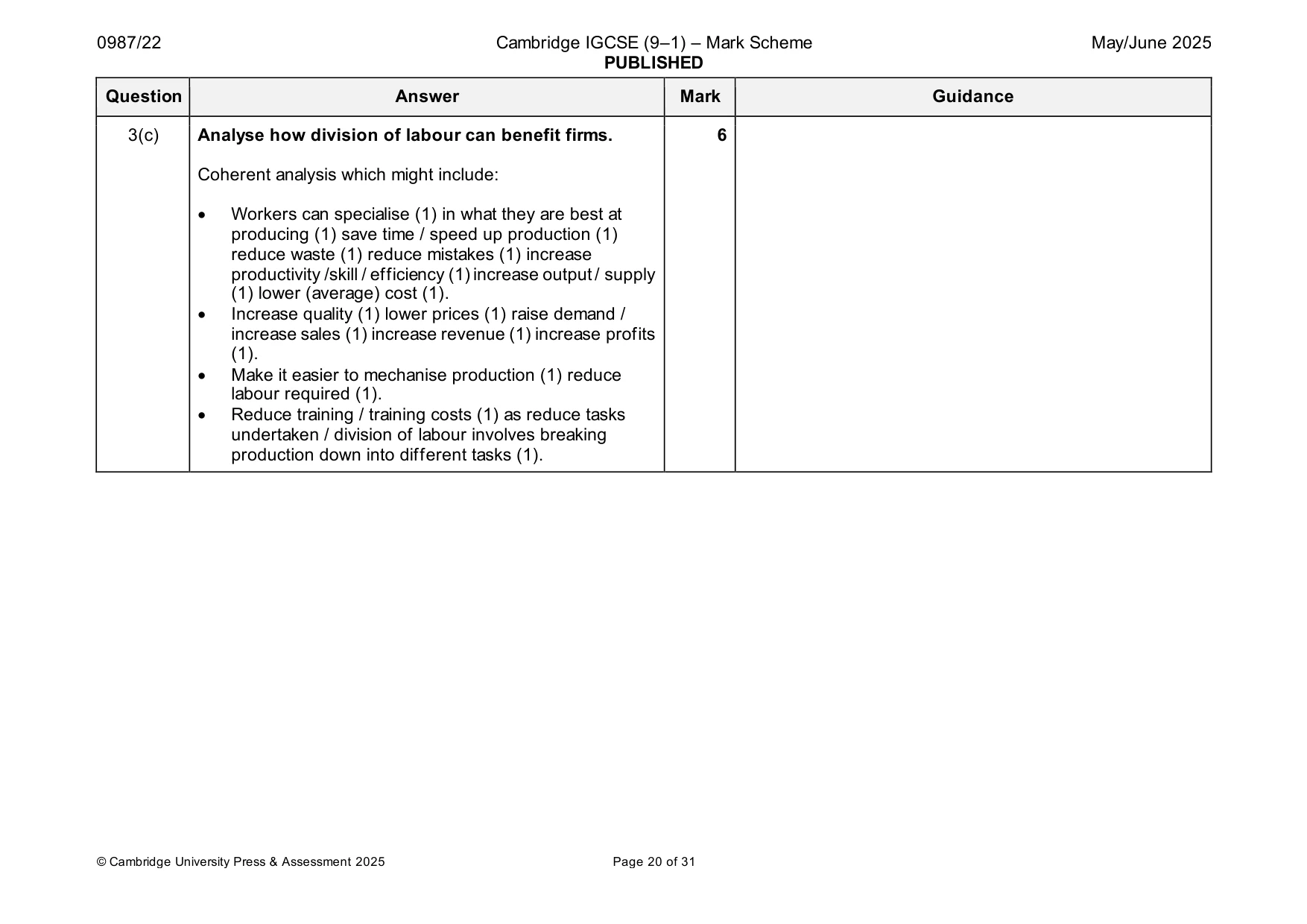 Mark scheme, page 20 of 31
