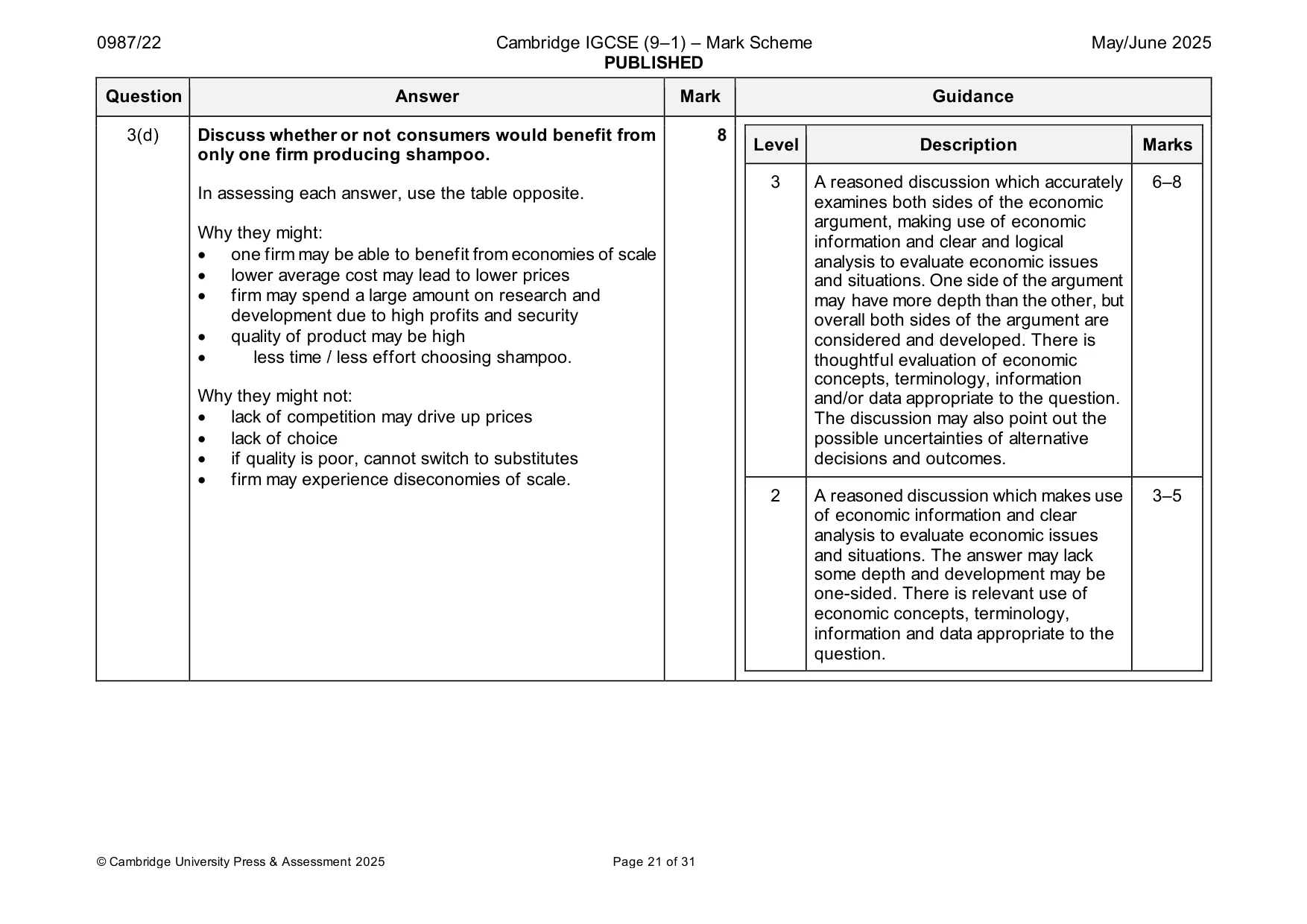 Mark scheme, page 21 of 31