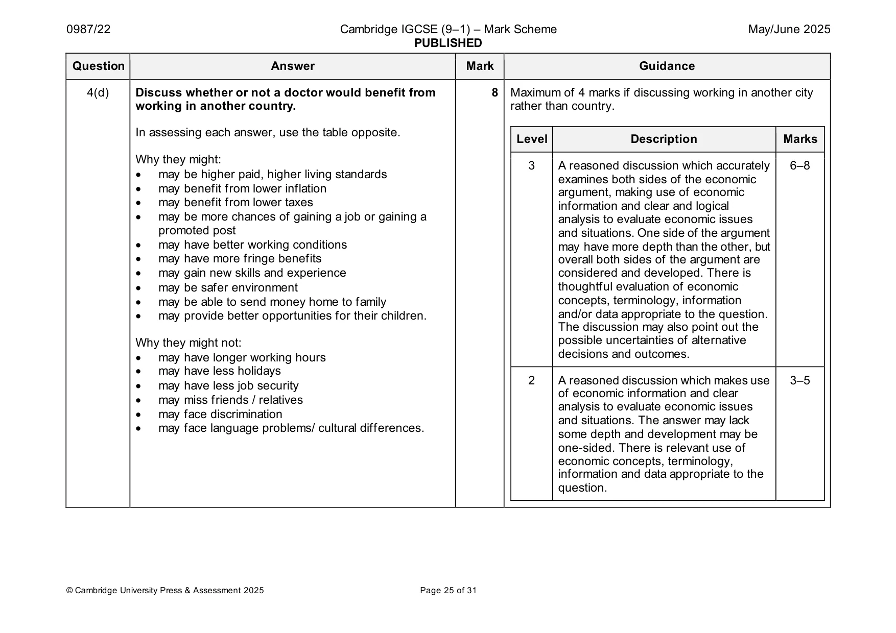 Mark scheme, page 25 of 31